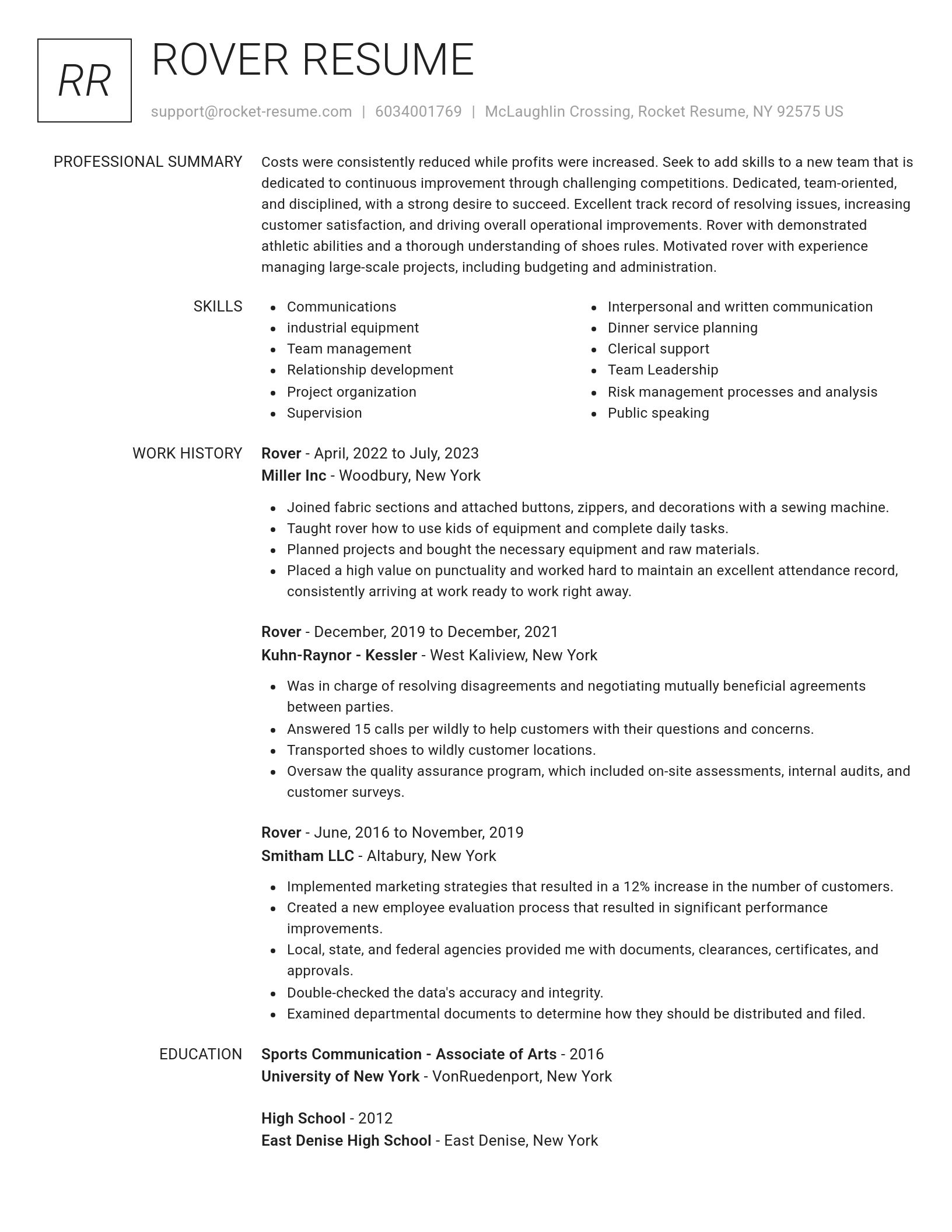 Renowned resume template