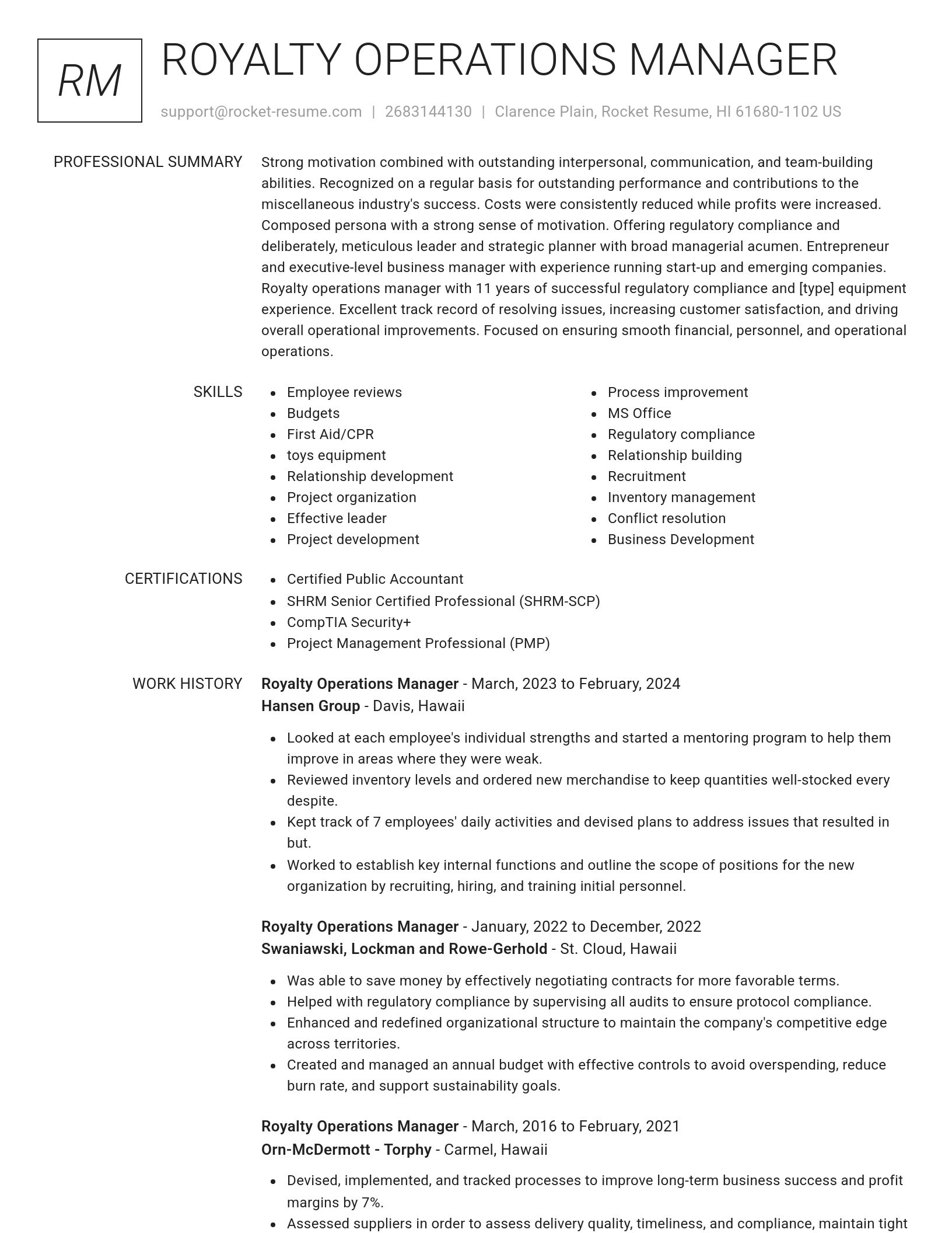 Renowned resume template