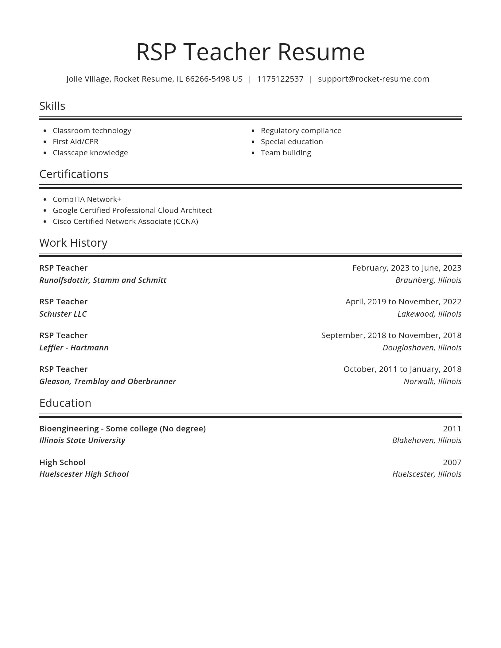 Spotlight resume template