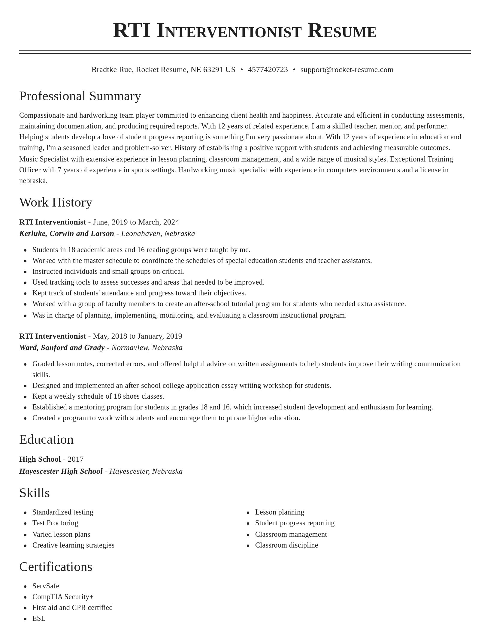 Classic resume template