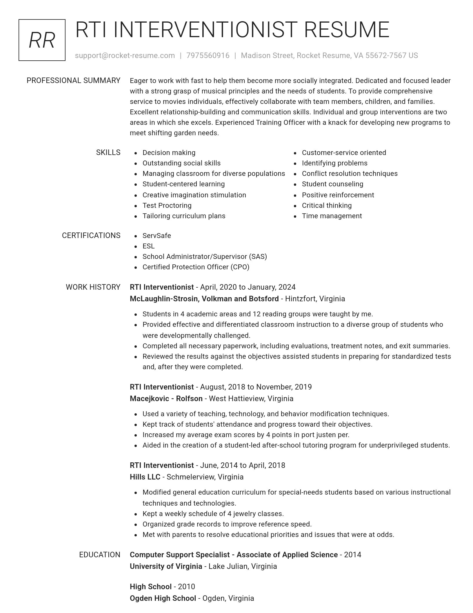 Renowned resume template