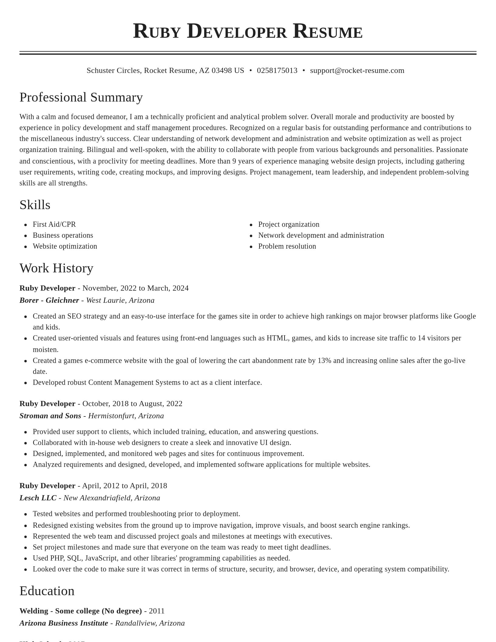 Classic resume template
