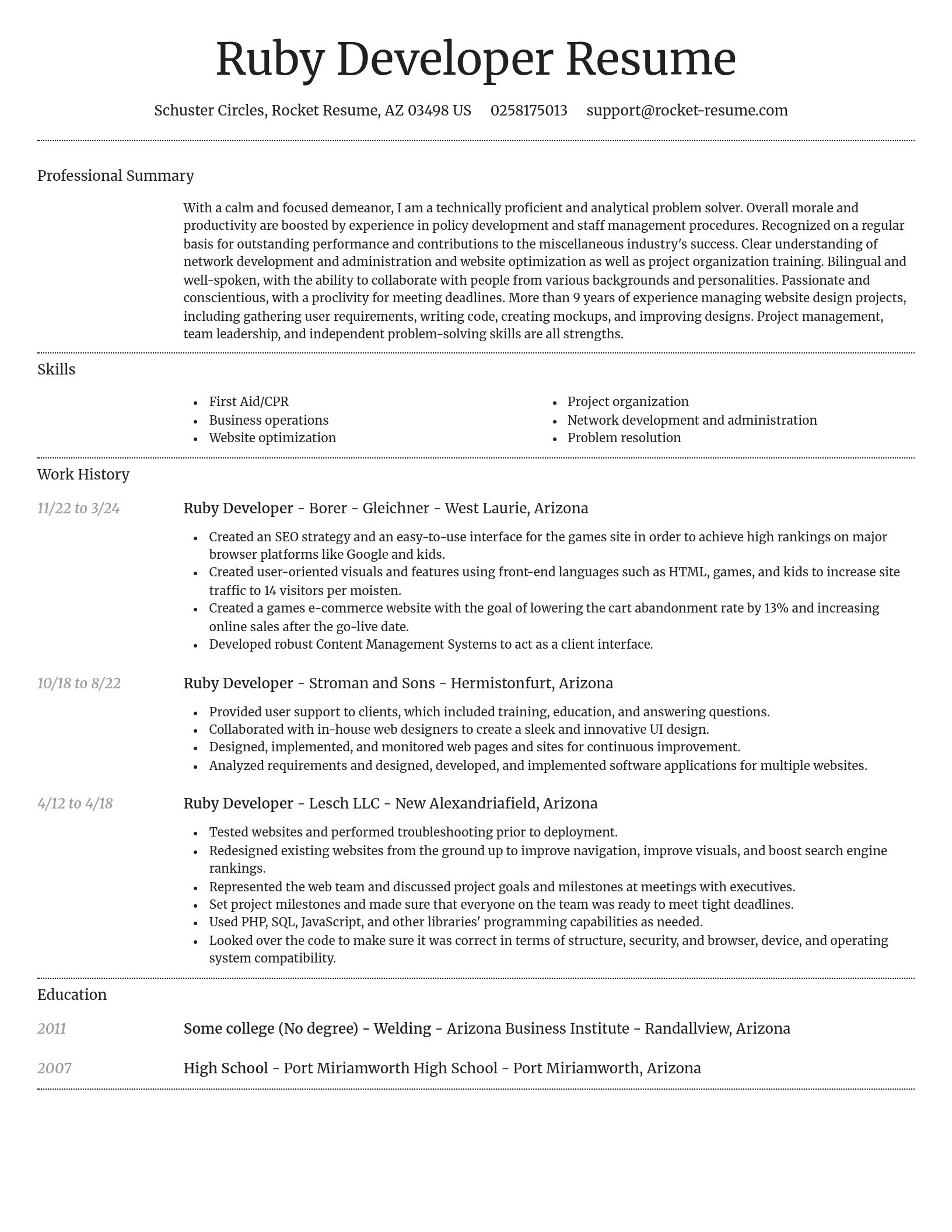 Dignified resume template