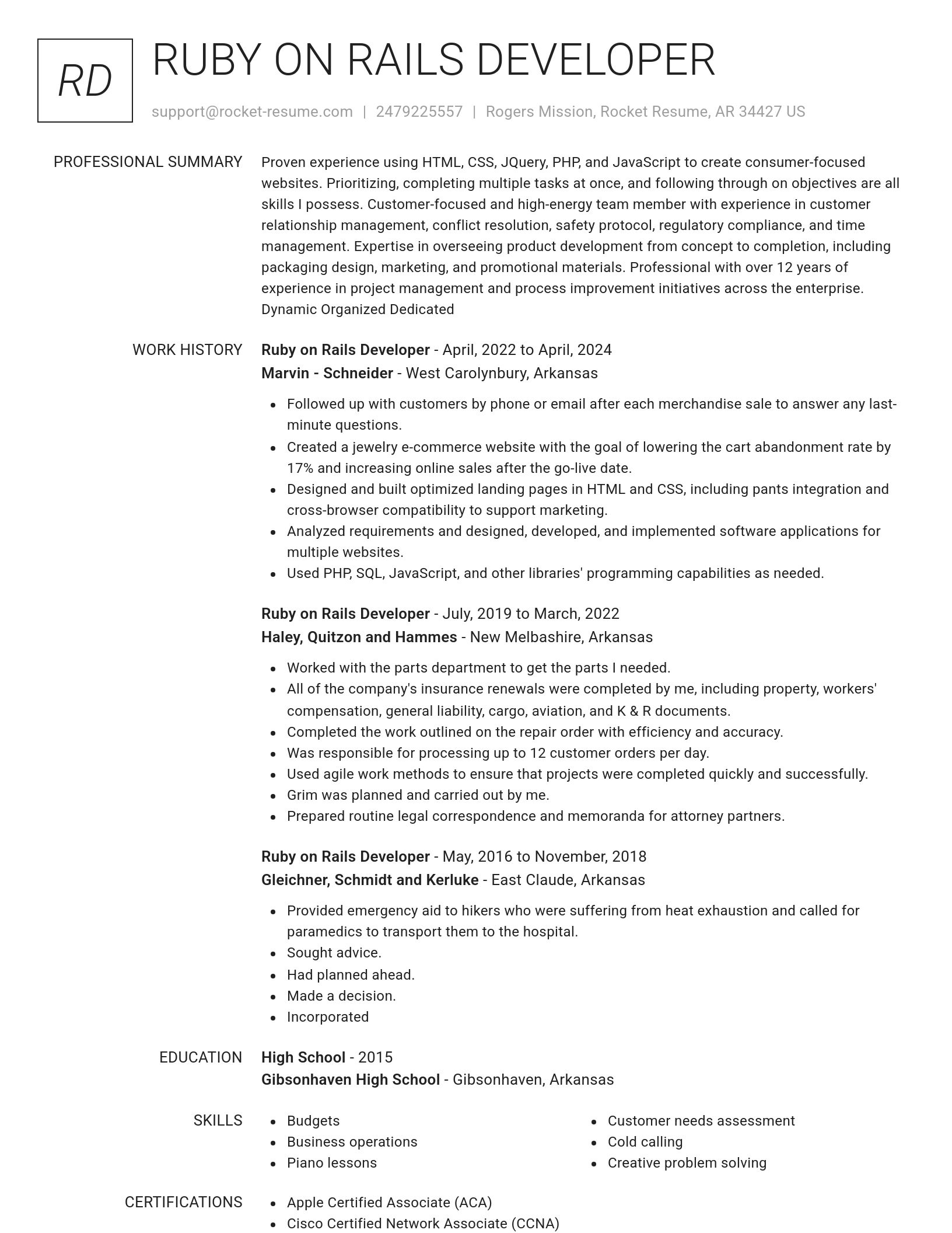 Renowned resume template