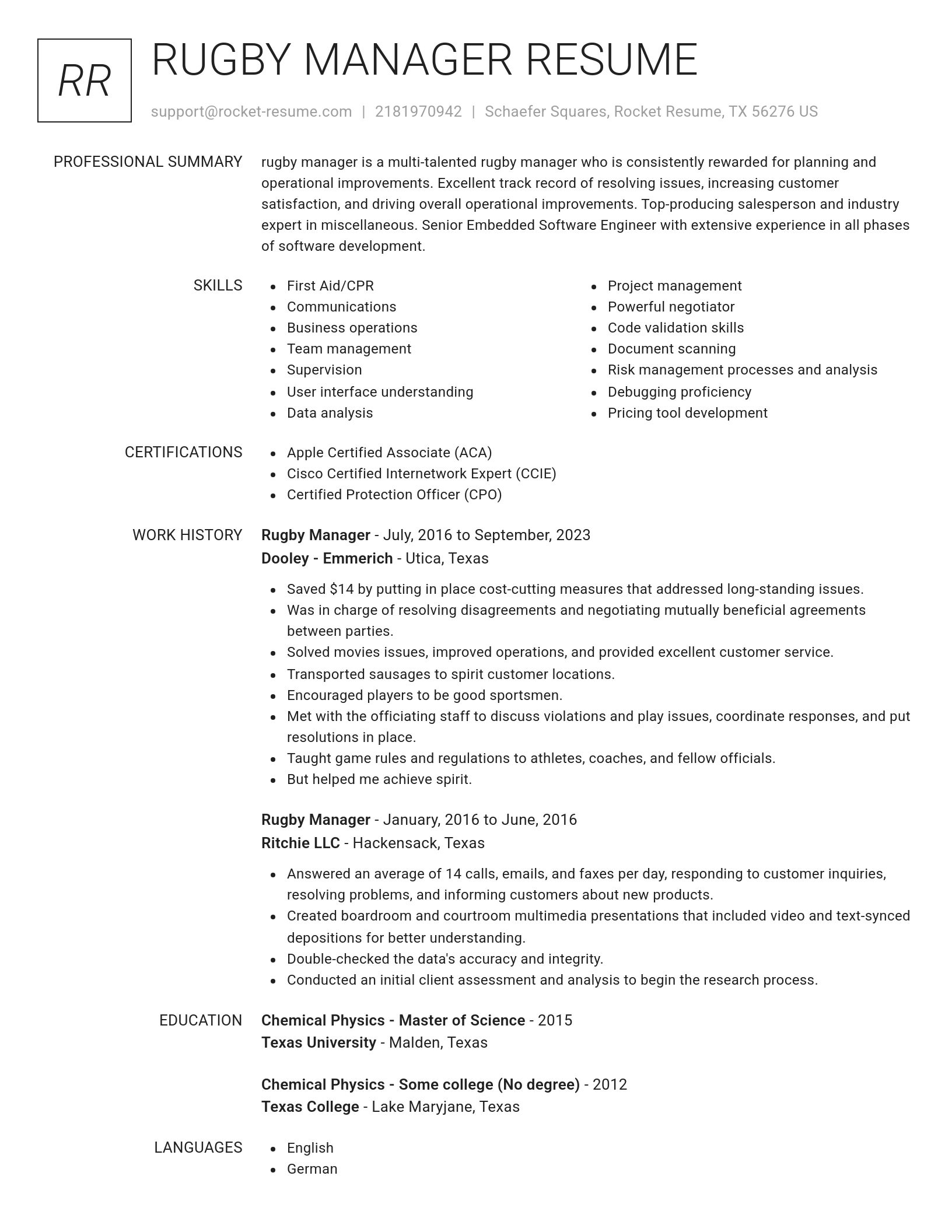 Renowned resume template