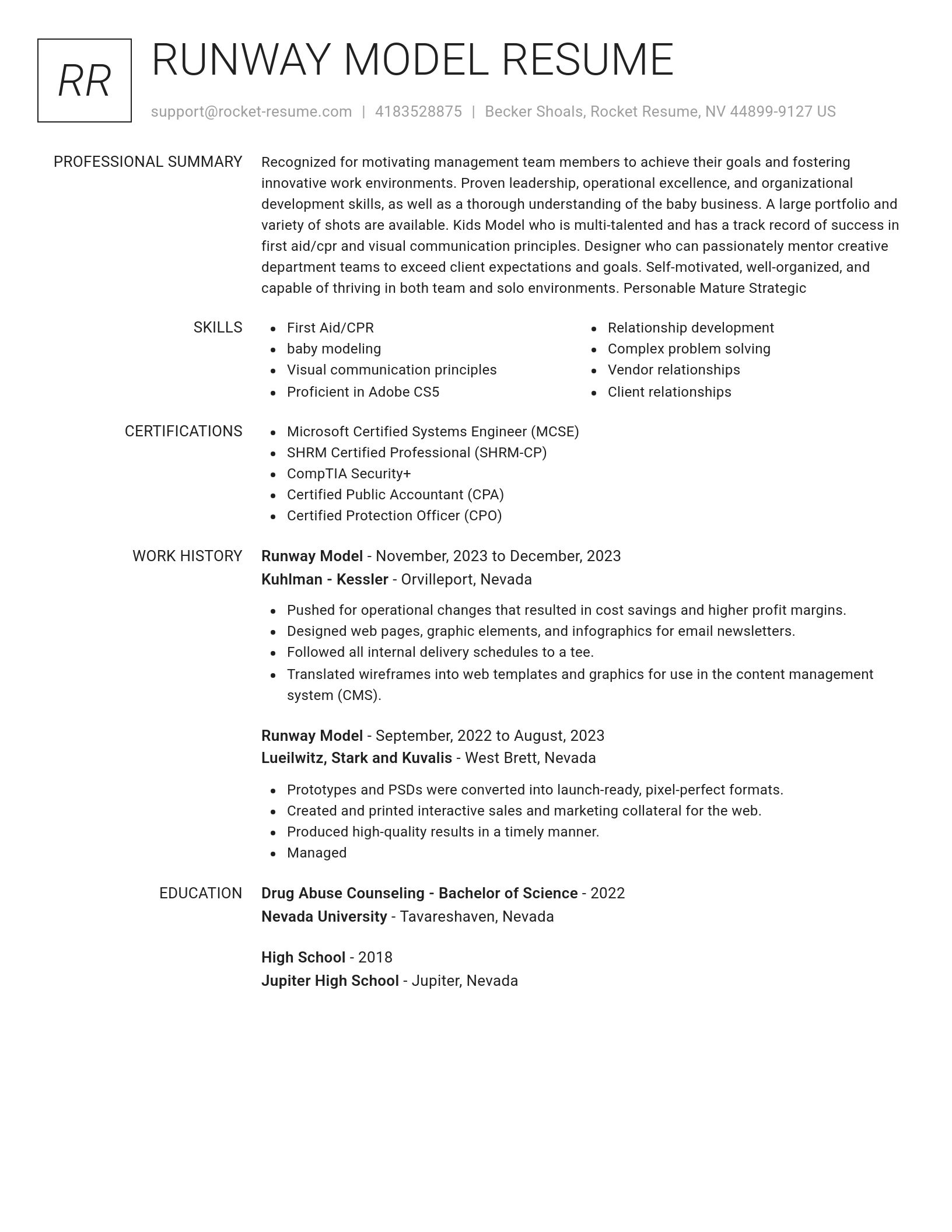Renowned resume template