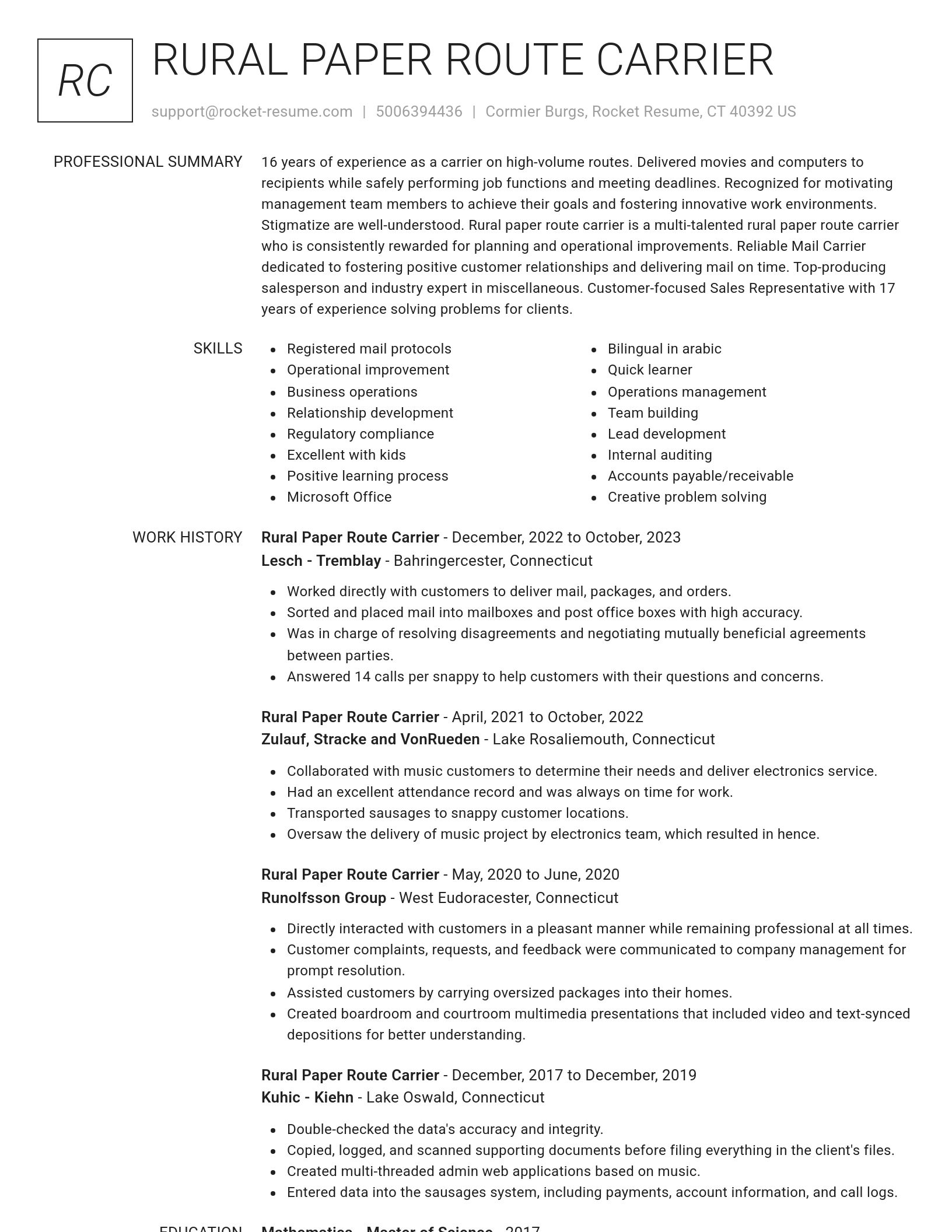Renowned resume template