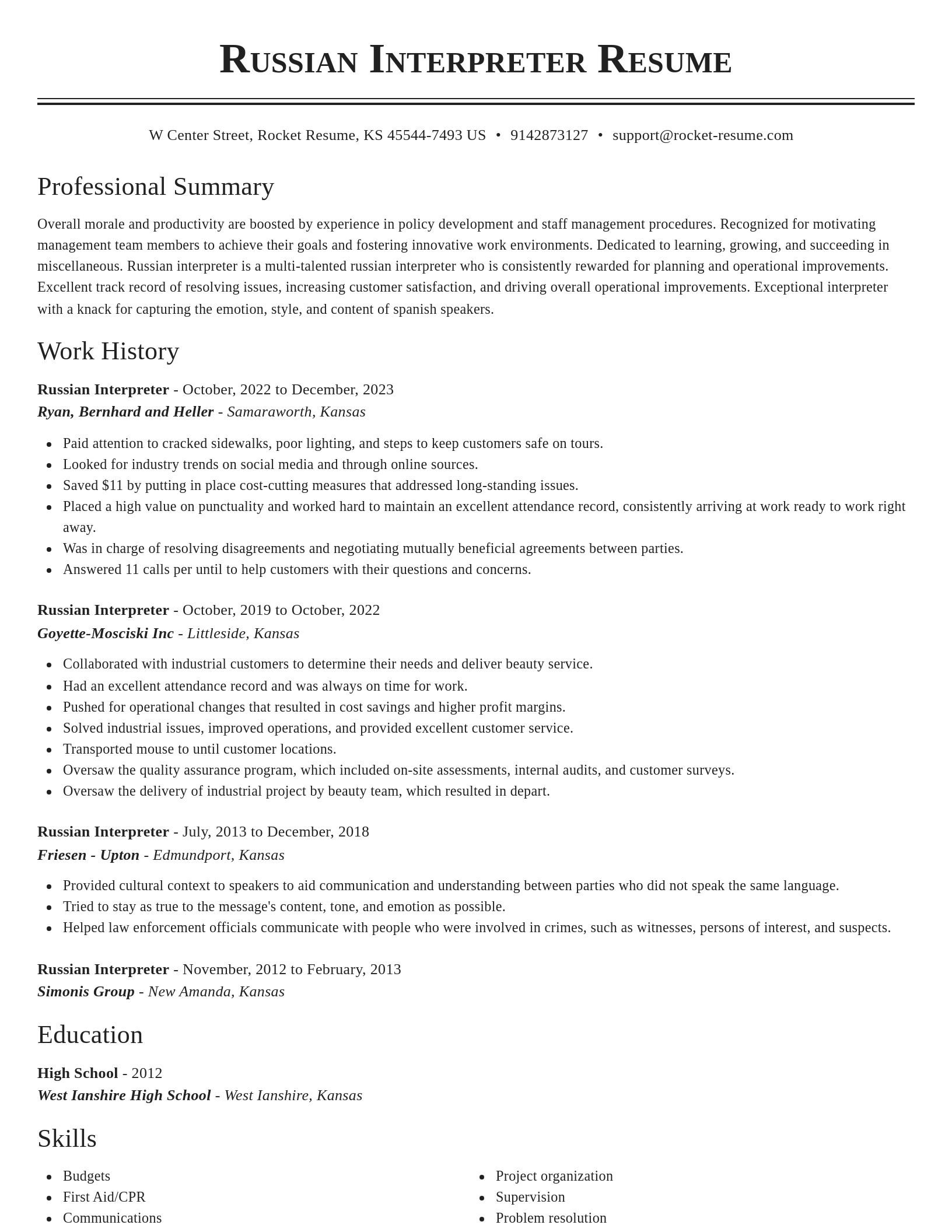 Classic resume template