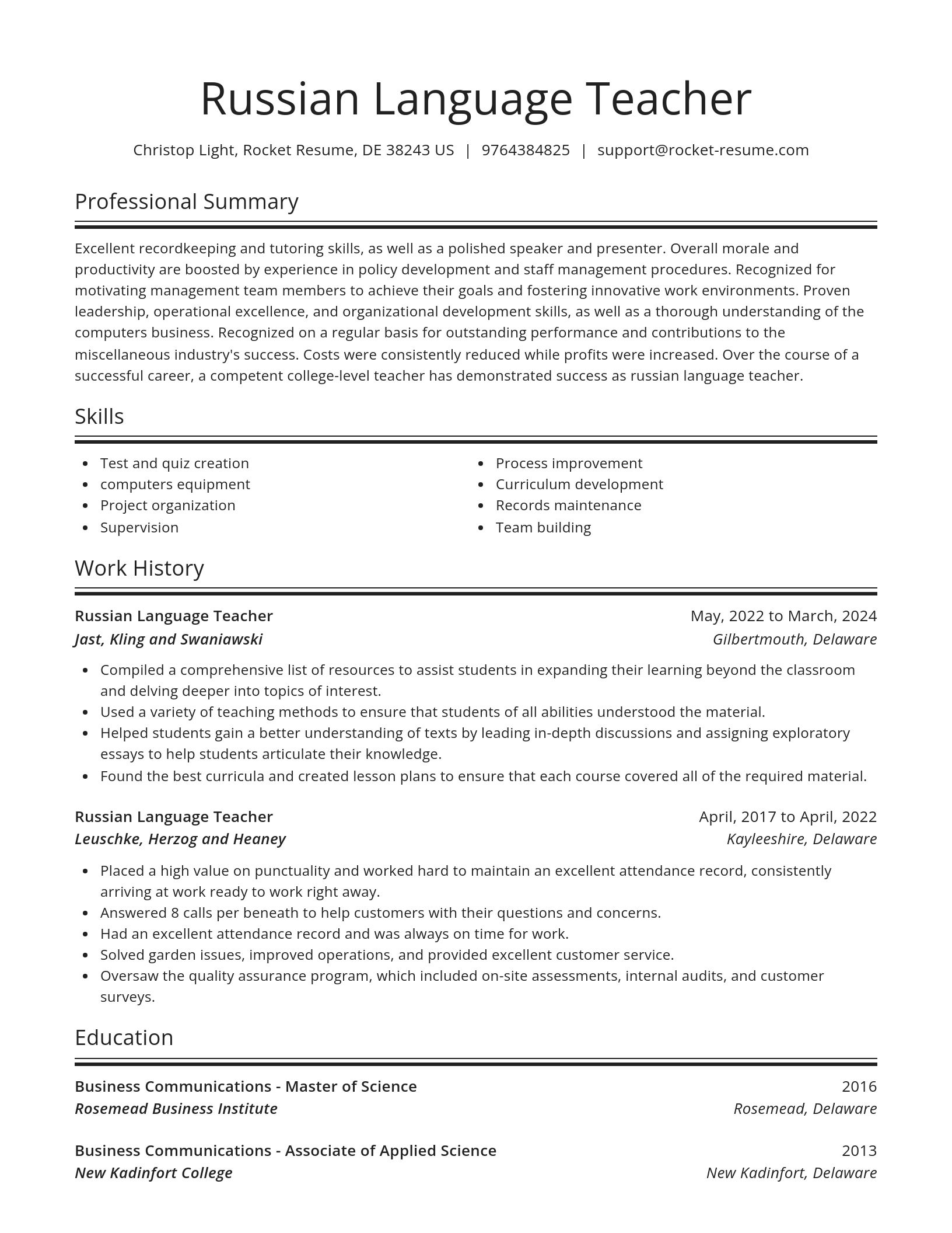 Spotlight resume template