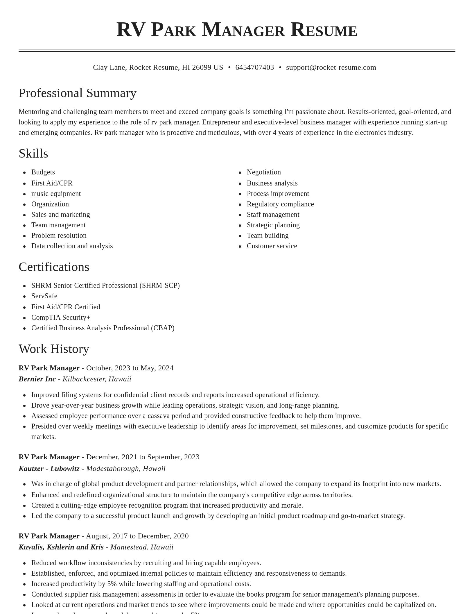 Classic resume template
