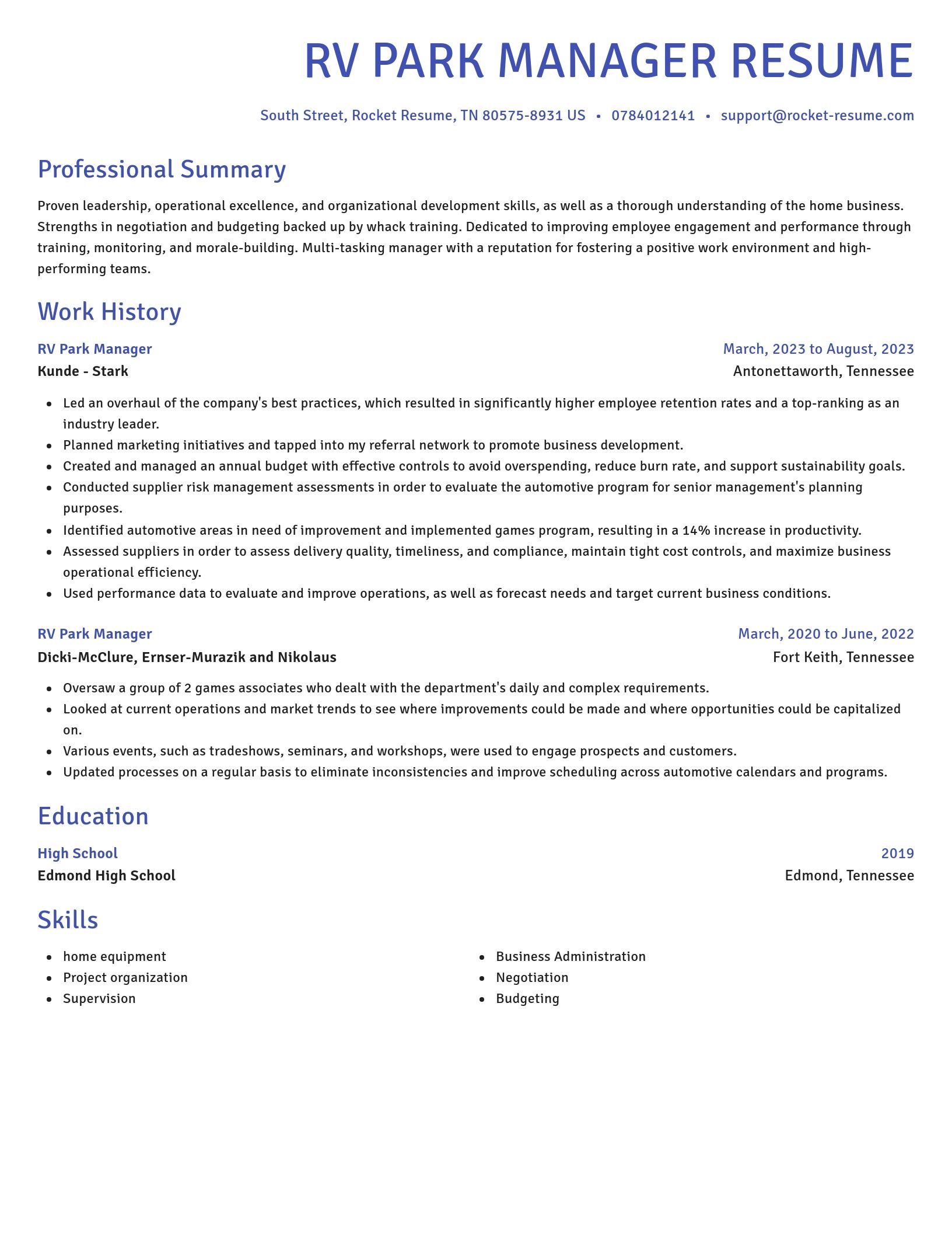 Novel resume template