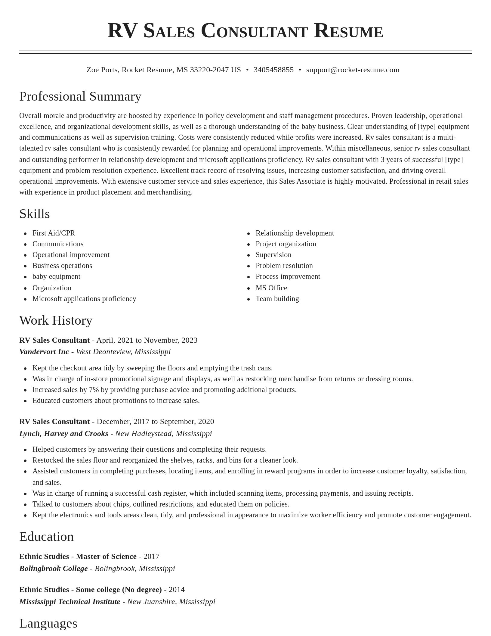 Classic resume template