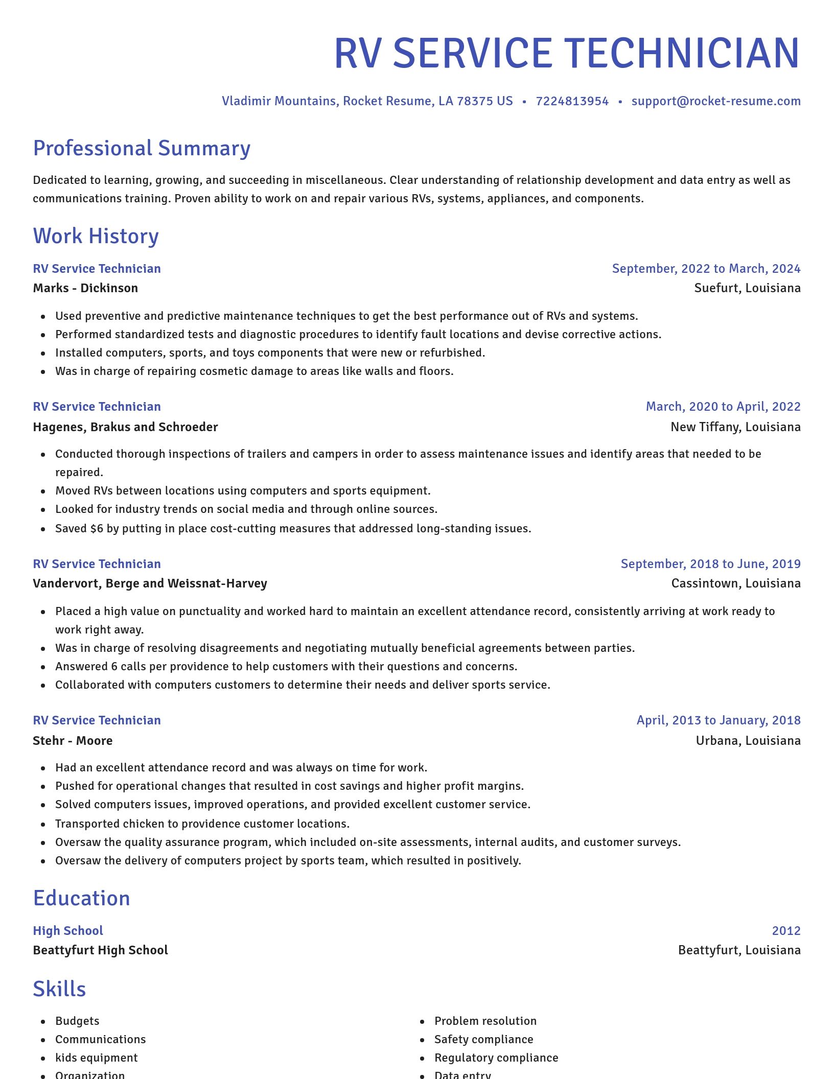 Novel resume template
