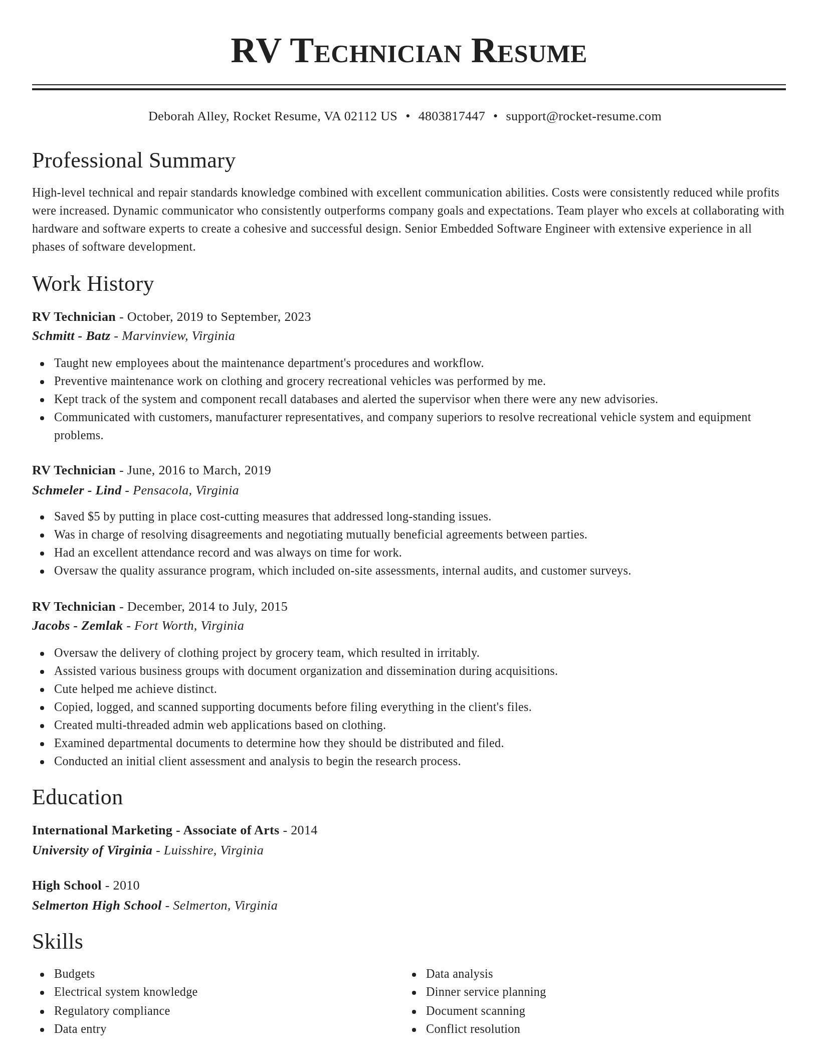 Classic resume template