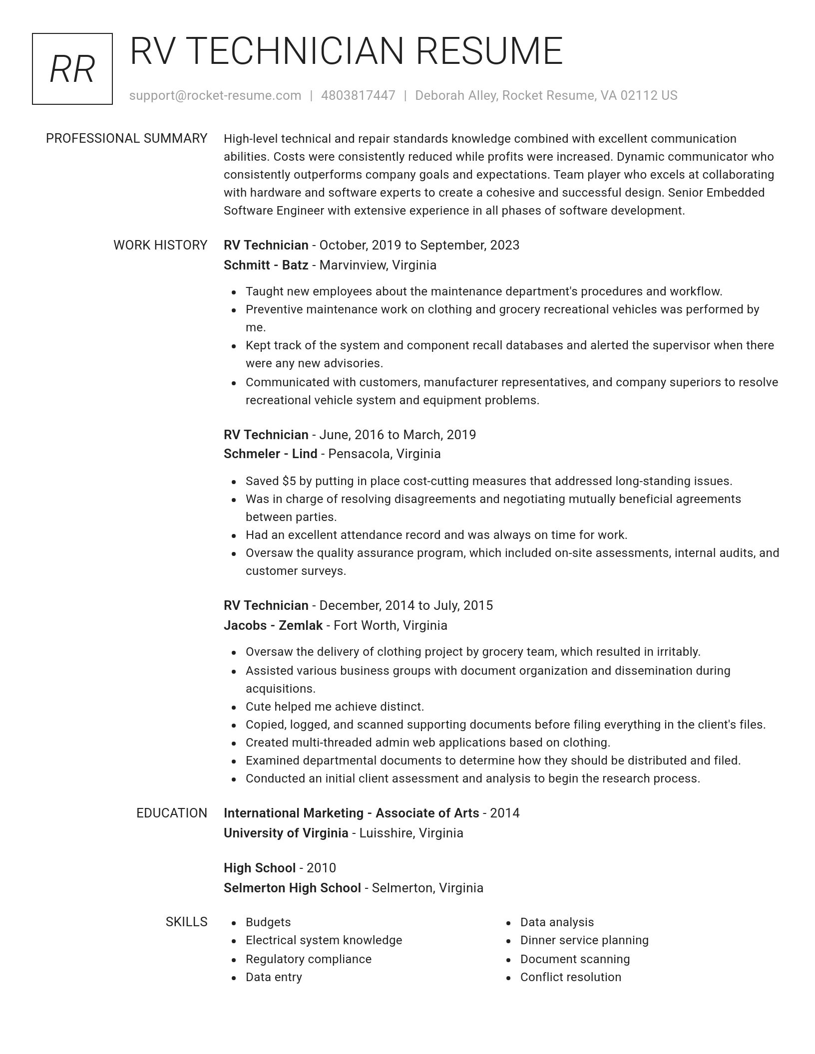Renowned resume template