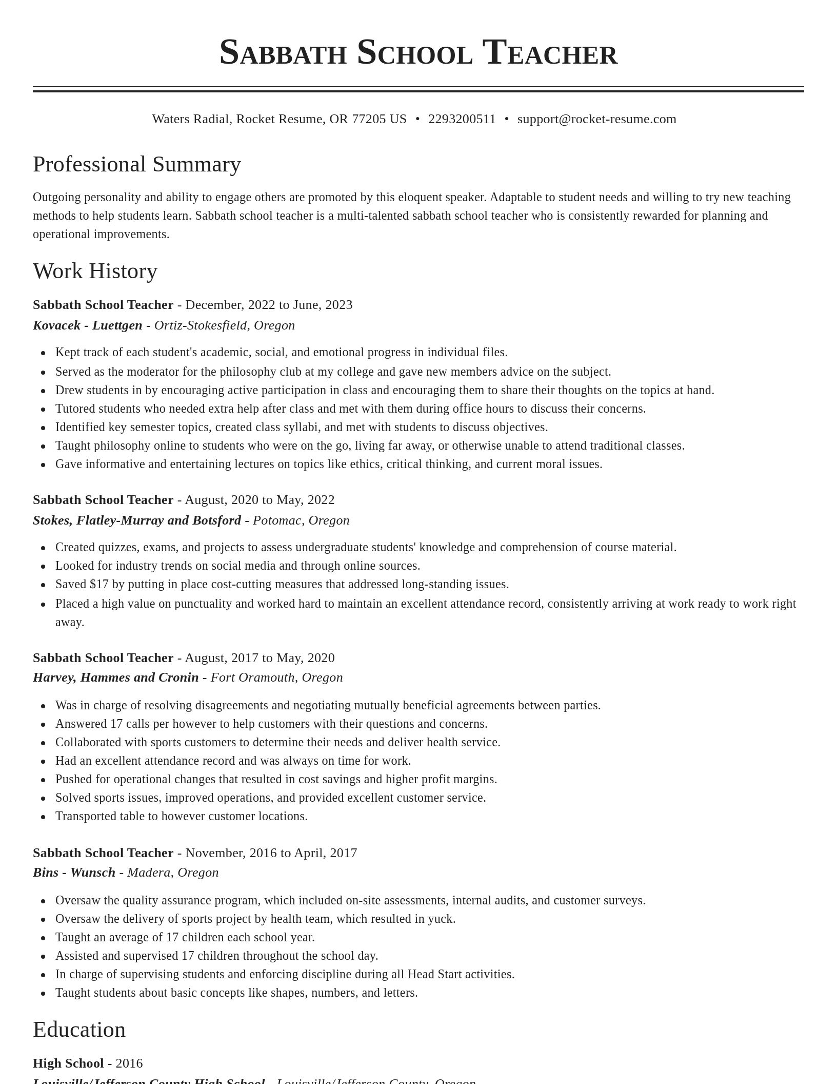 Classic resume template