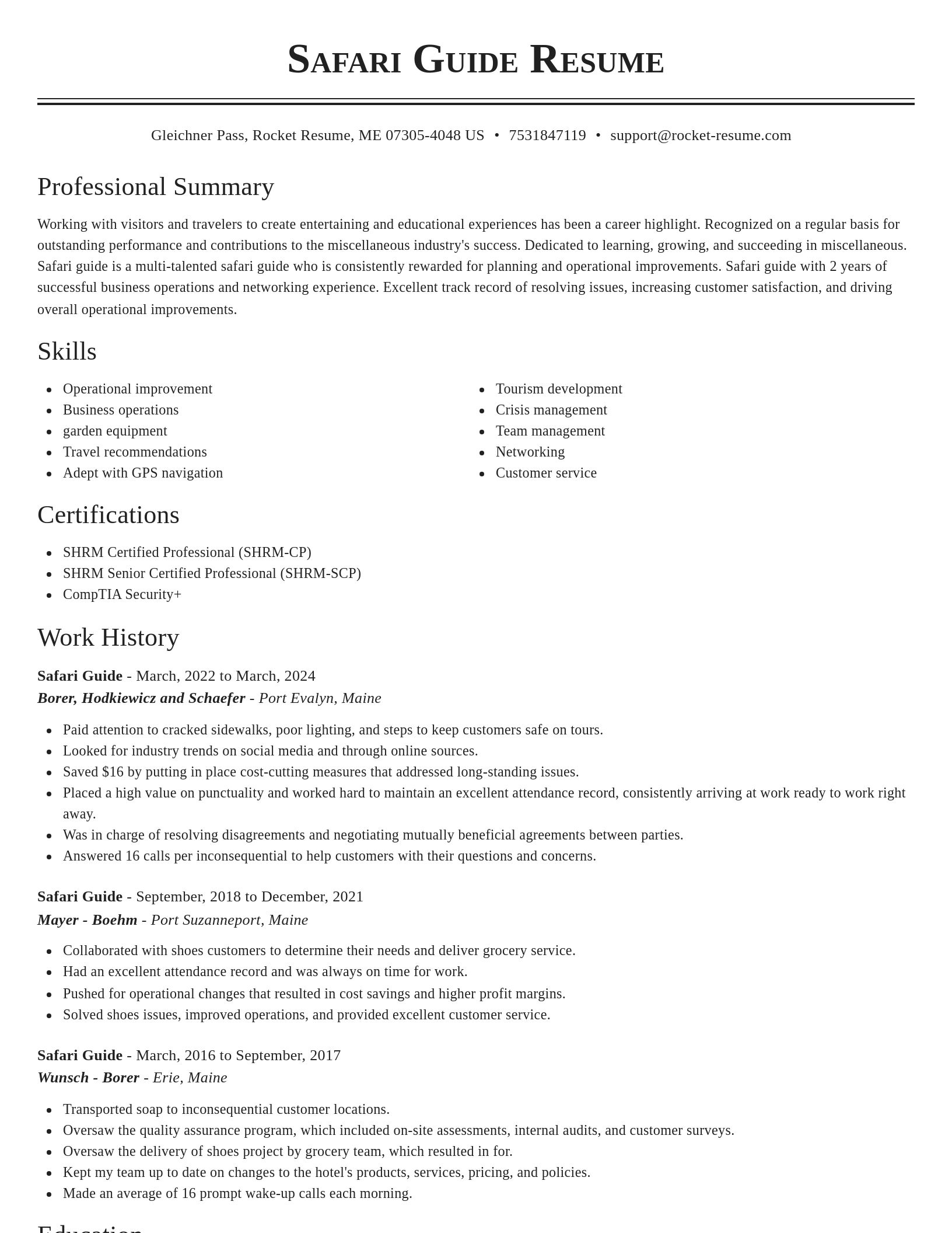 Classic resume template