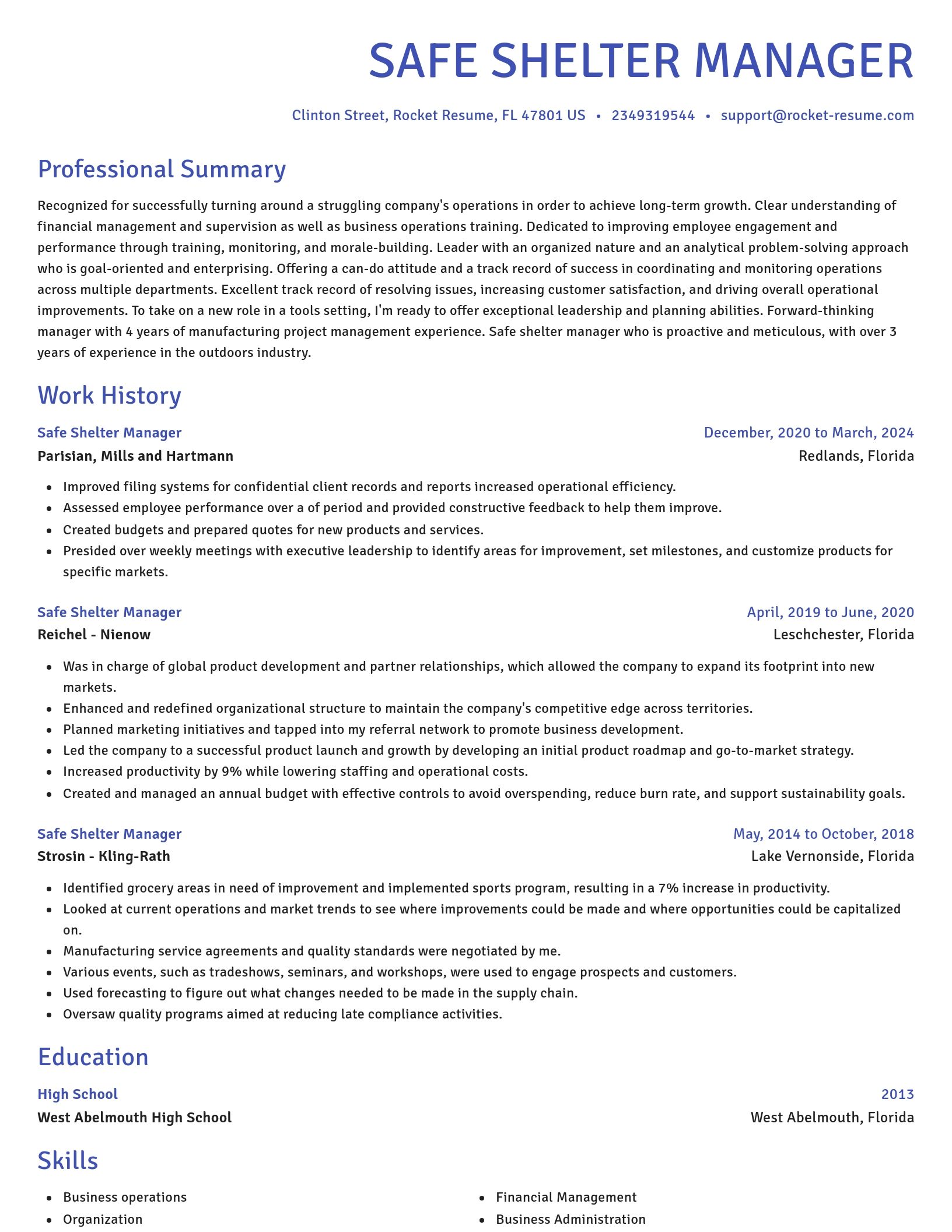 Novel resume template