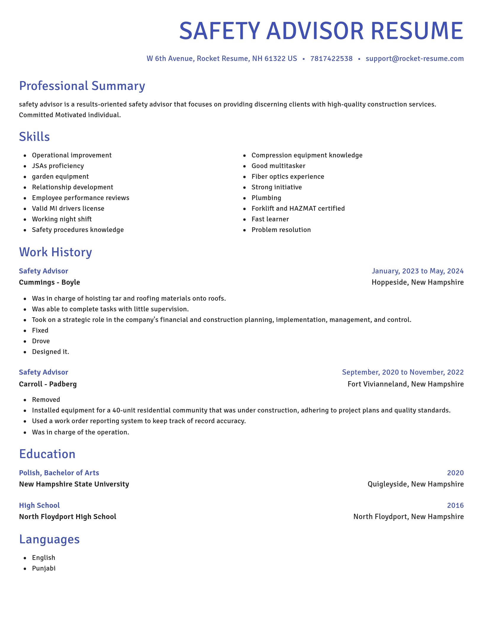 Novel resume template
