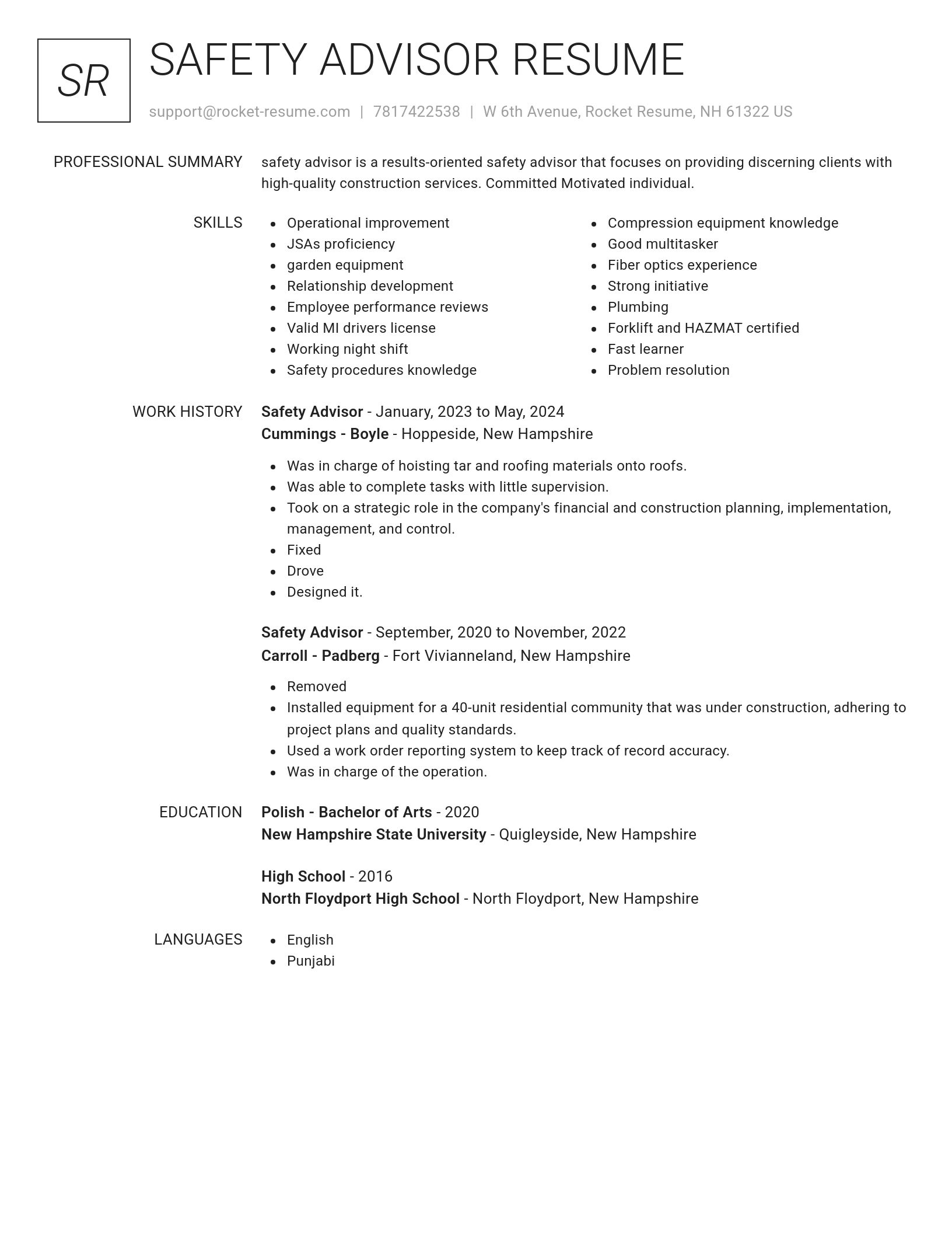 Renowned resume template