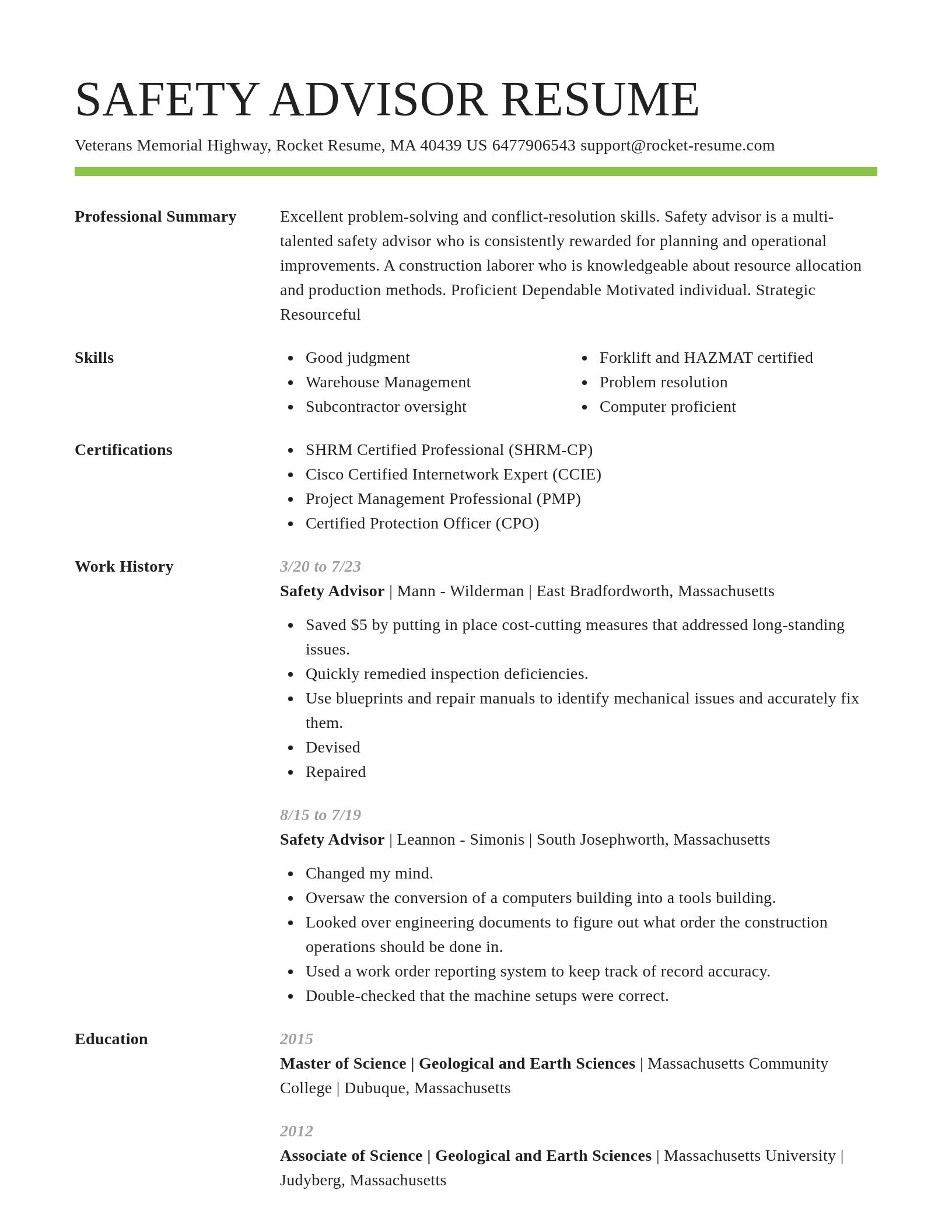 Smart resume template