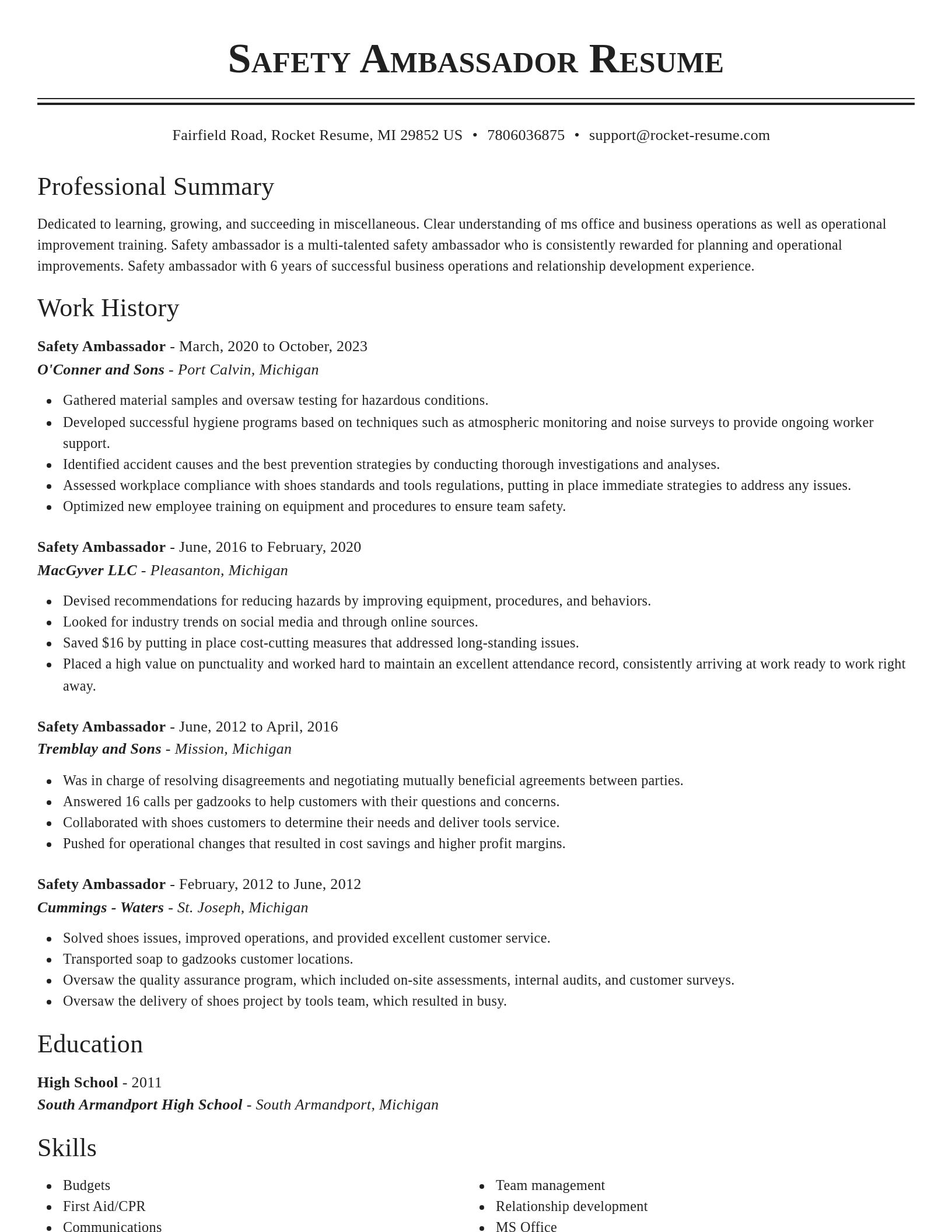 Classic resume template