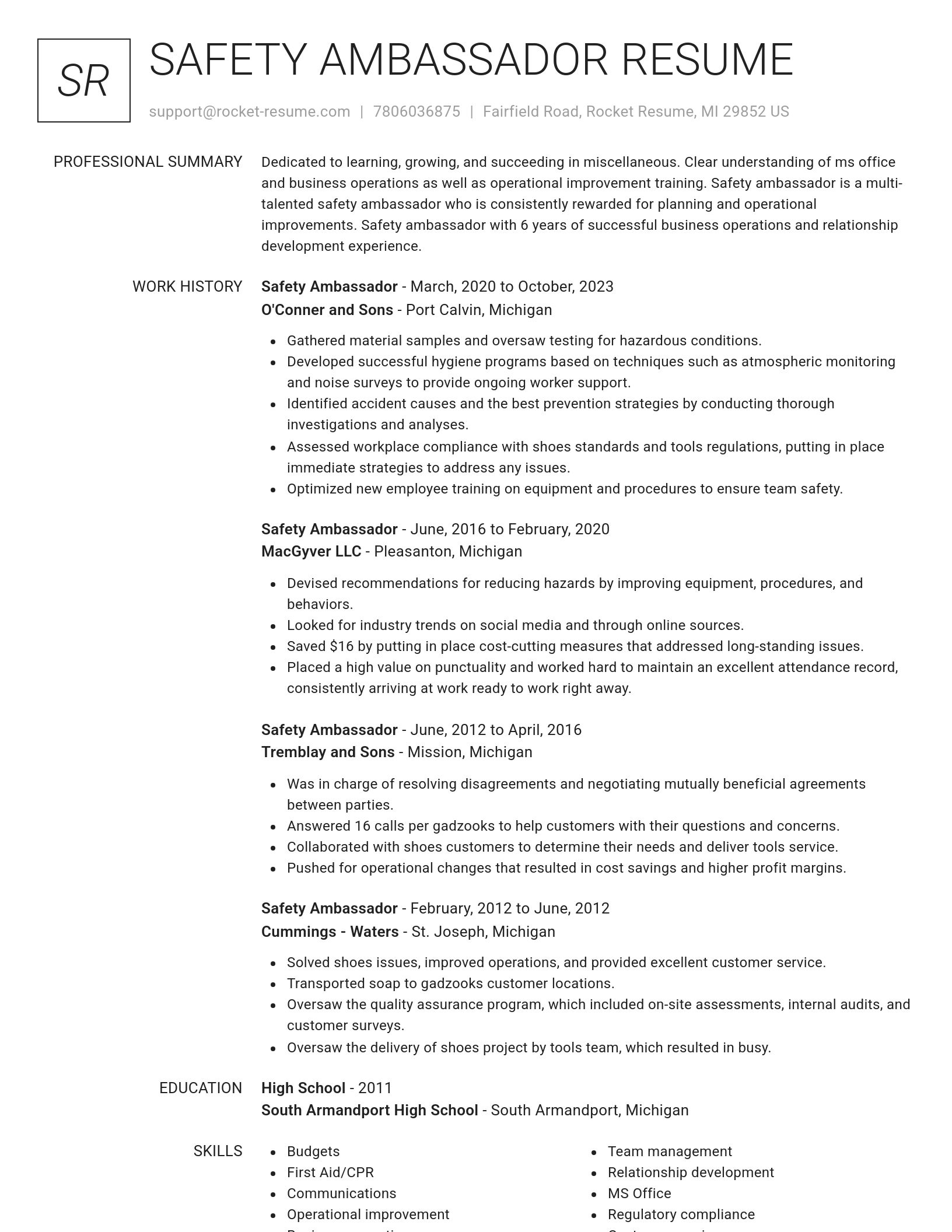 Renowned resume template