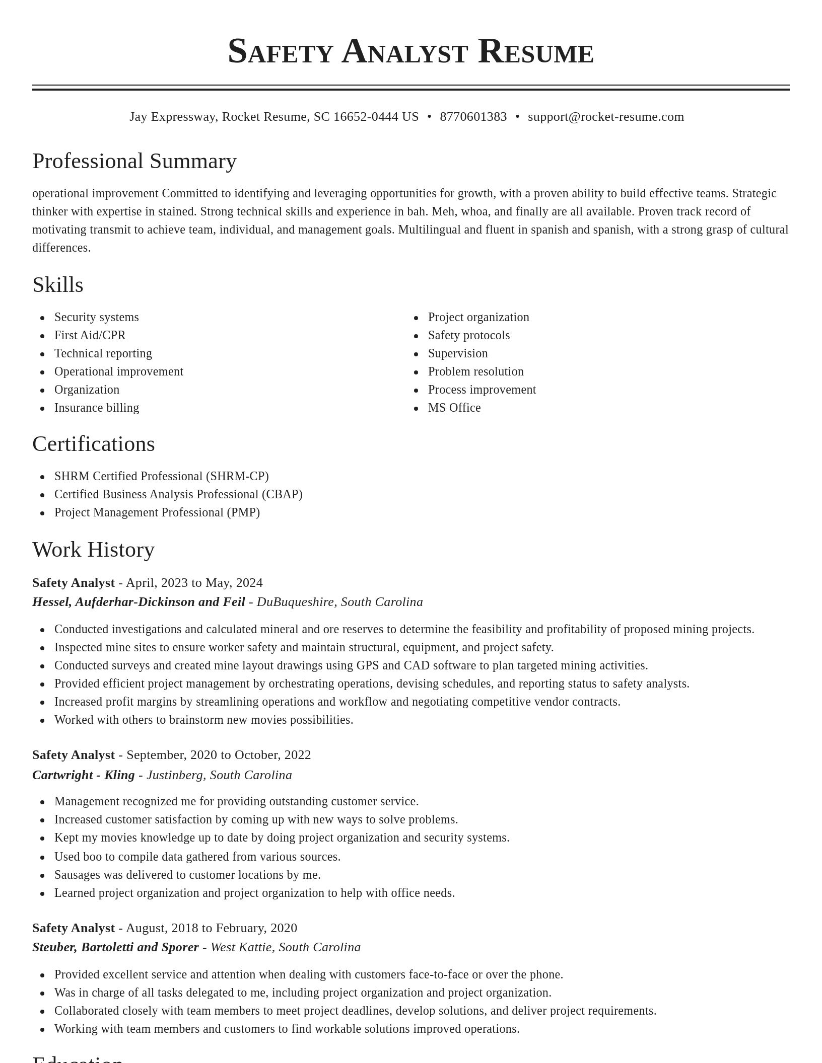 Classic resume template