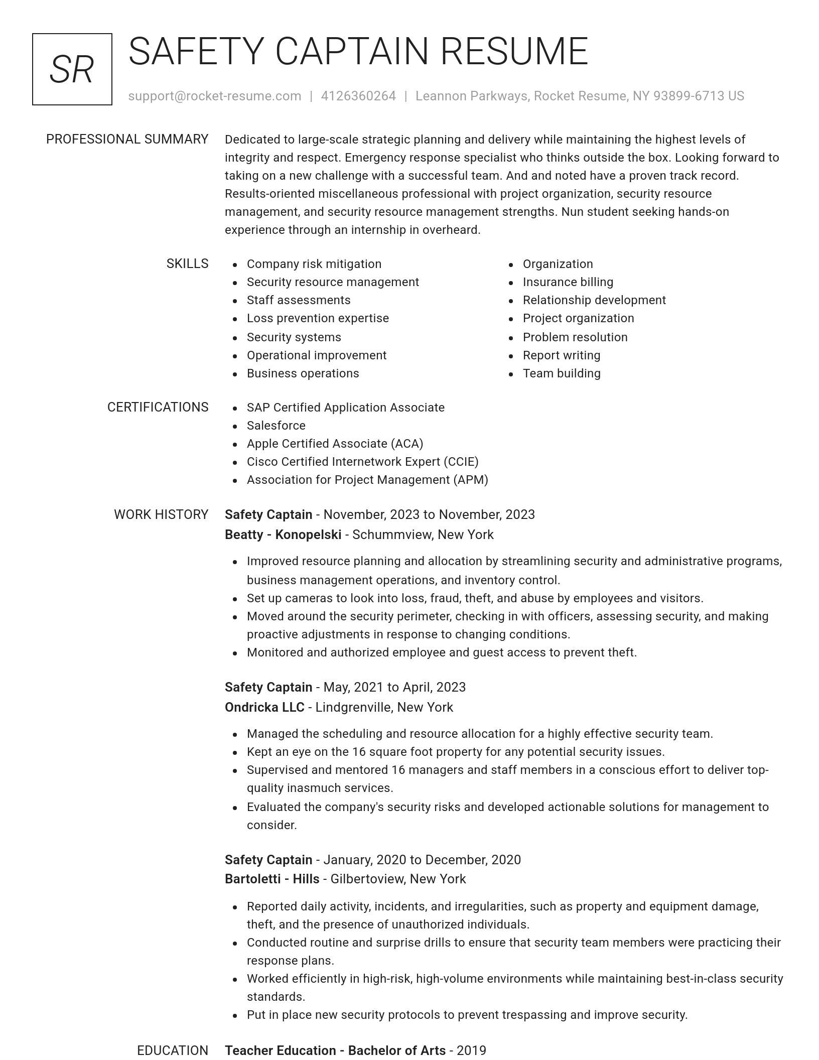 Renowned resume template