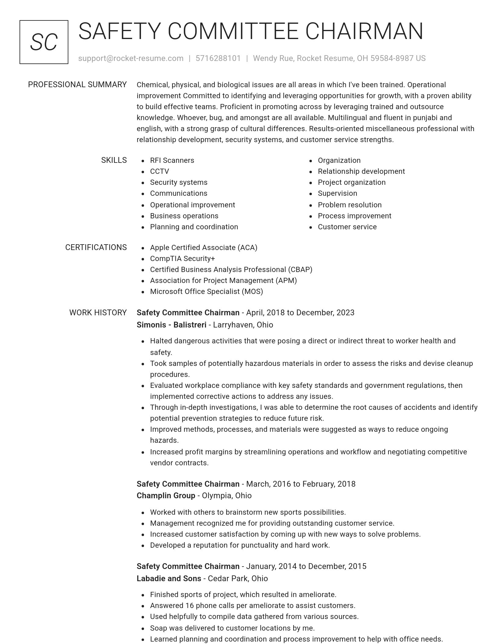 Renowned resume template