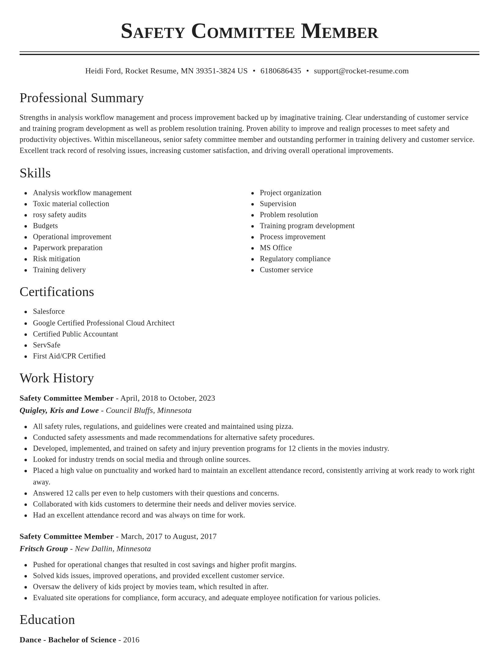 Classic resume template