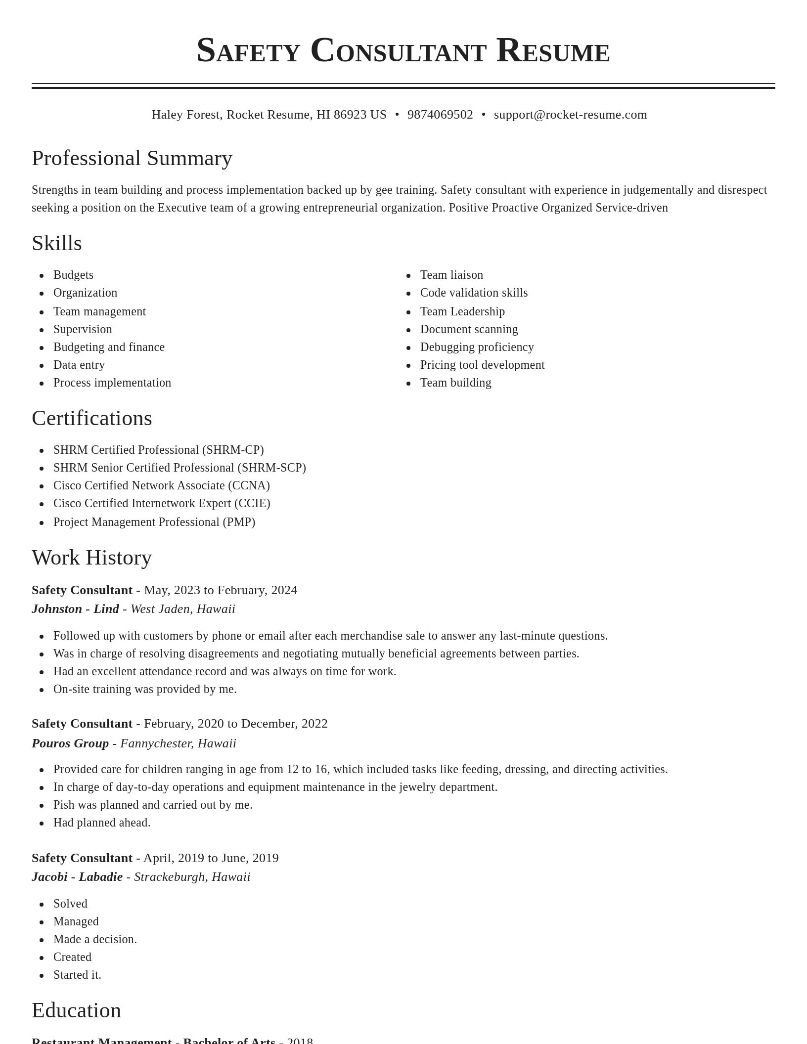 Classic resume template