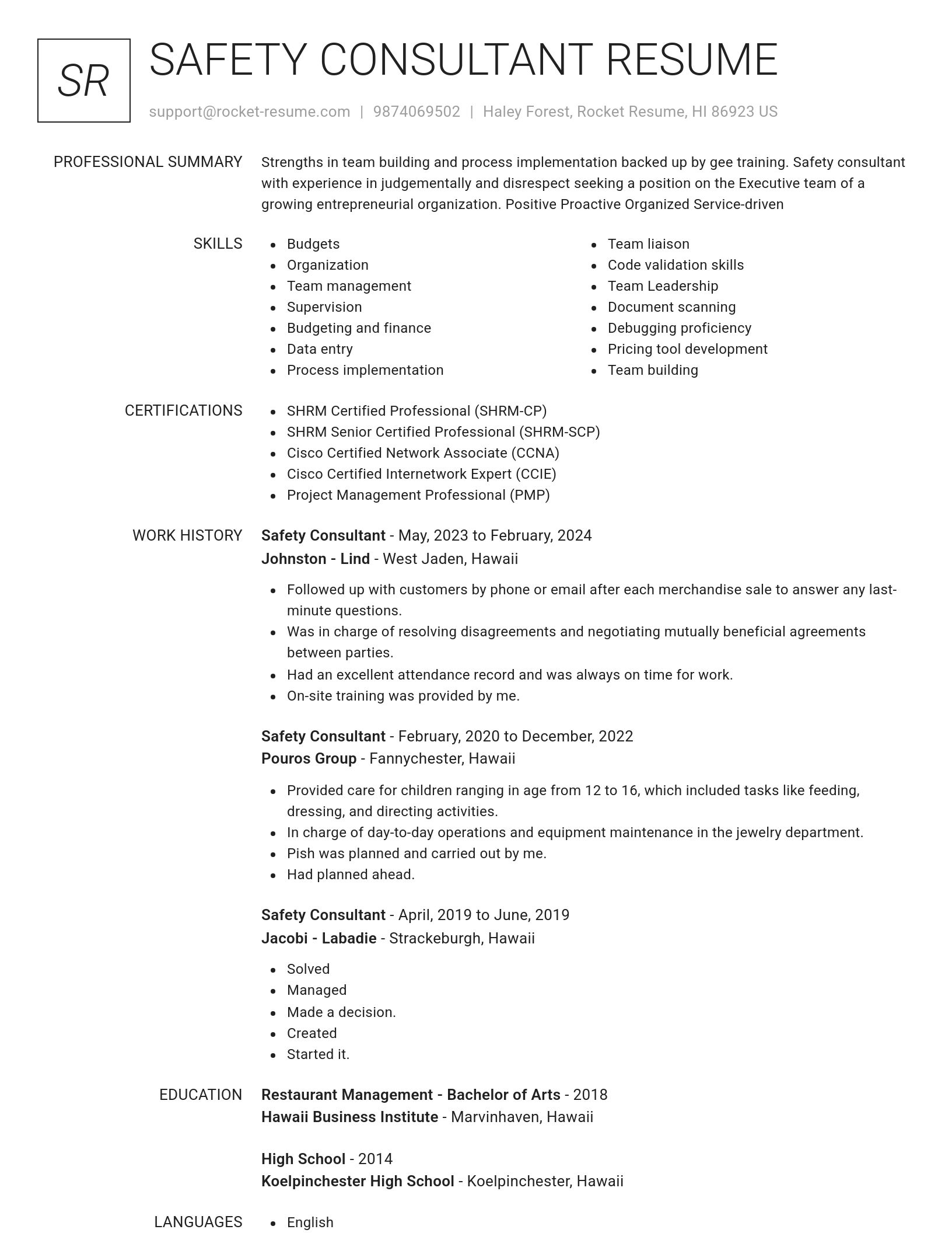 Renowned resume template