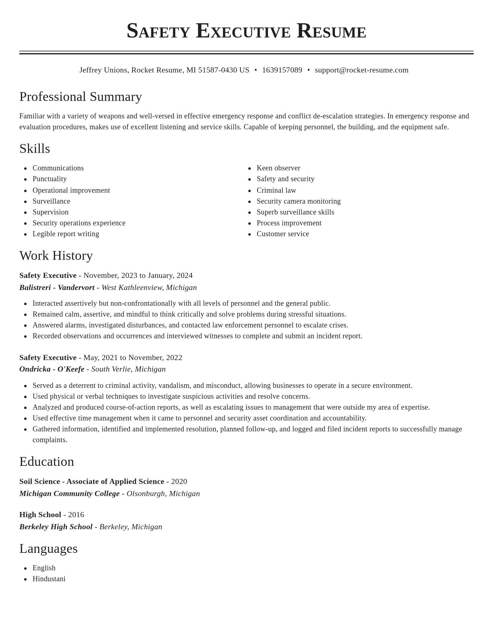 Classic resume template