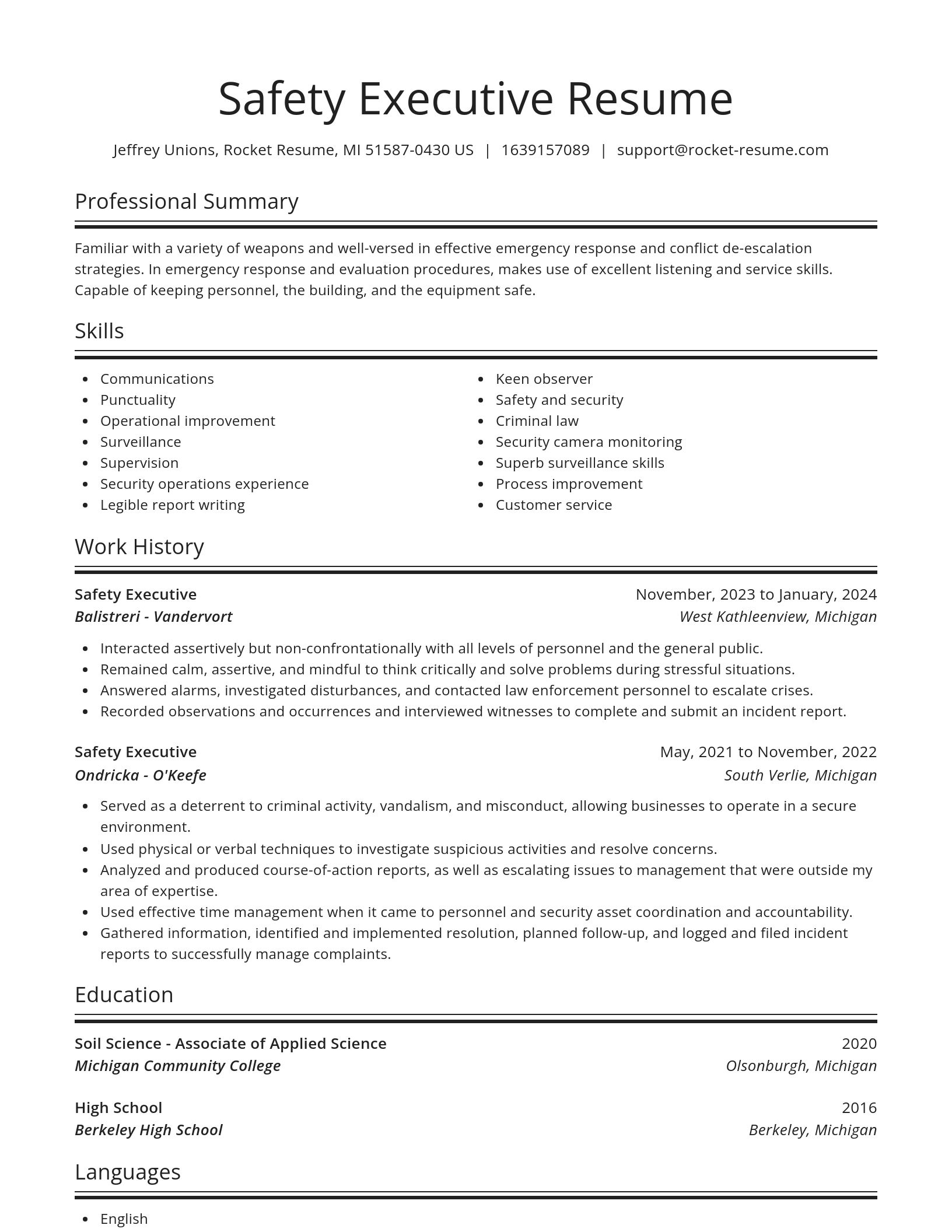 Spotlight resume template