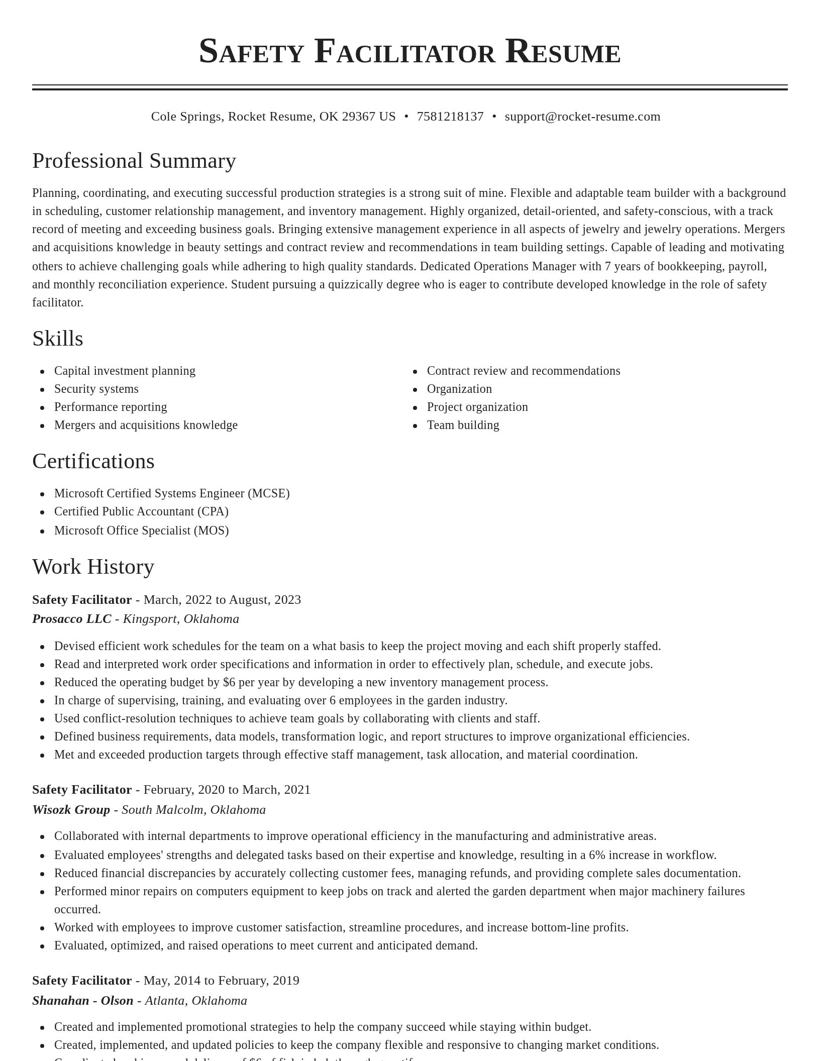 Classic resume template