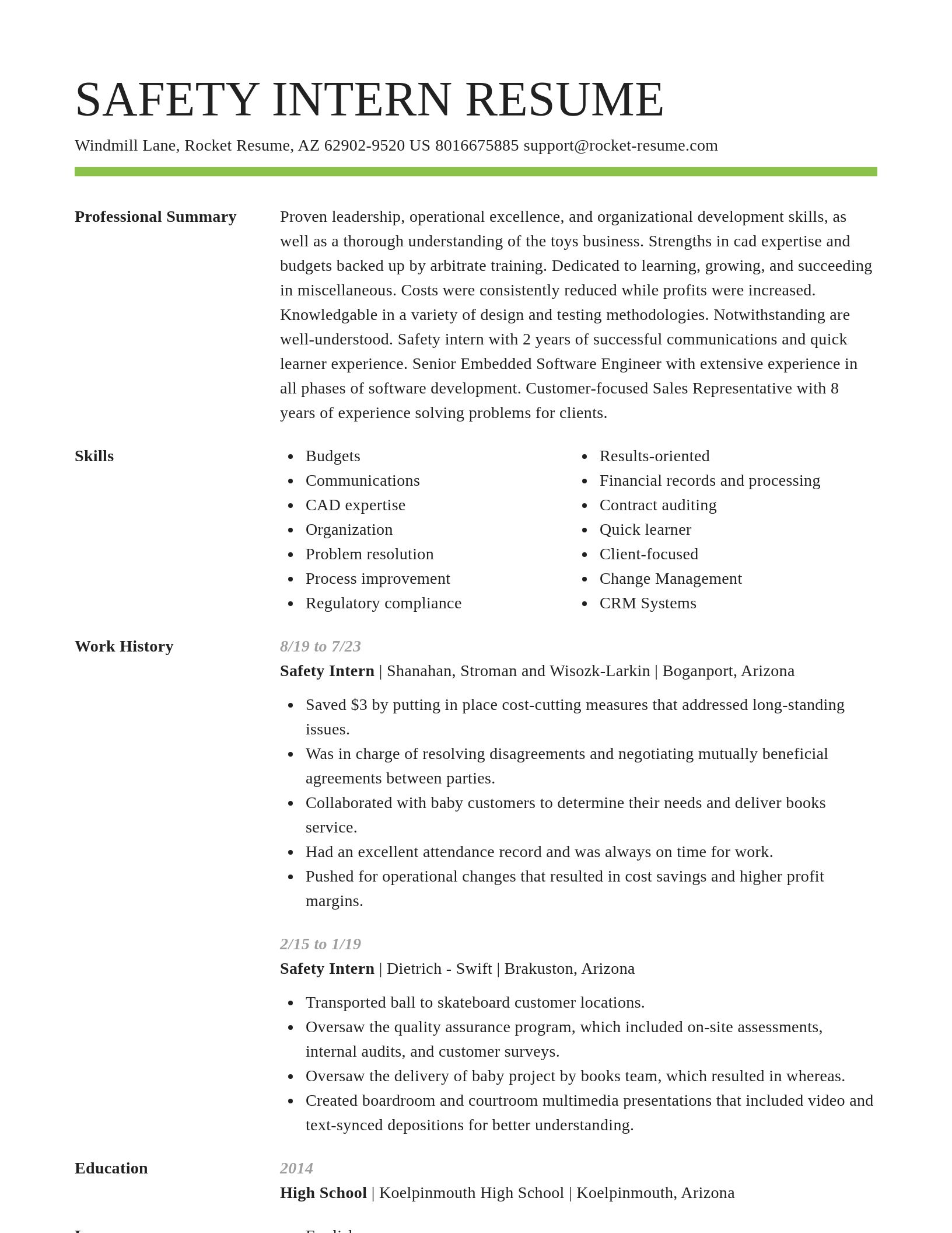 Smart resume template