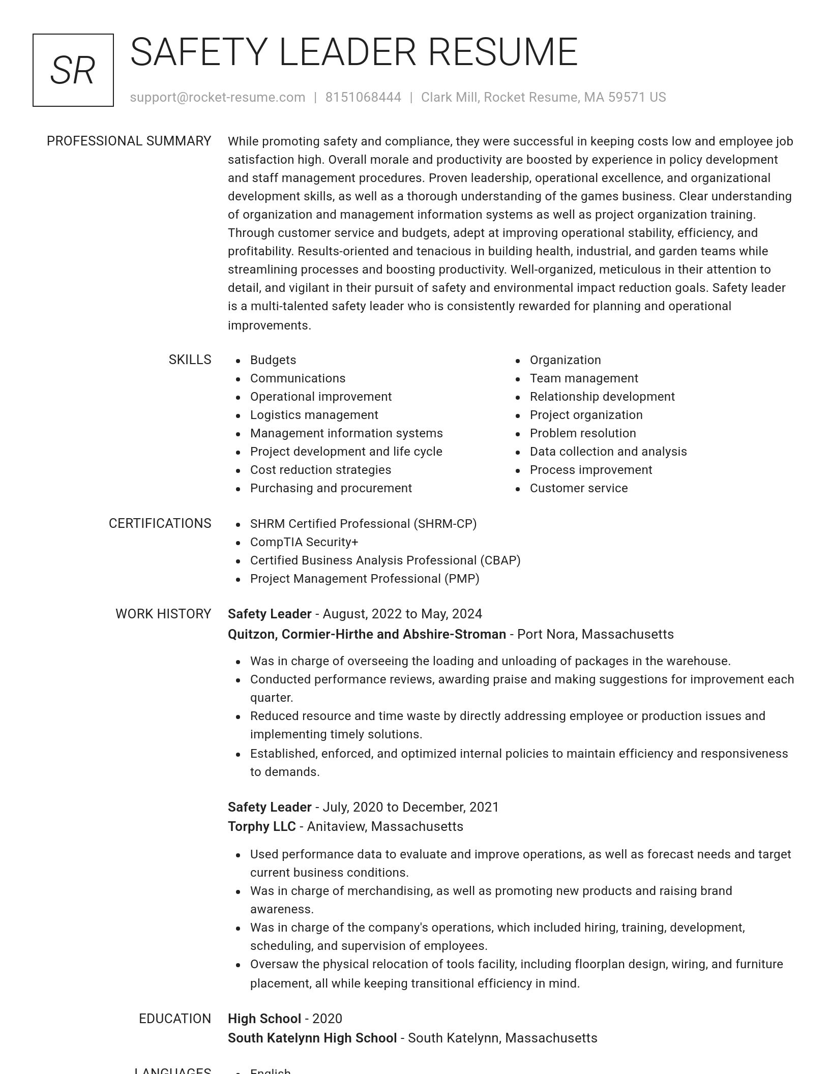 Renowned resume template