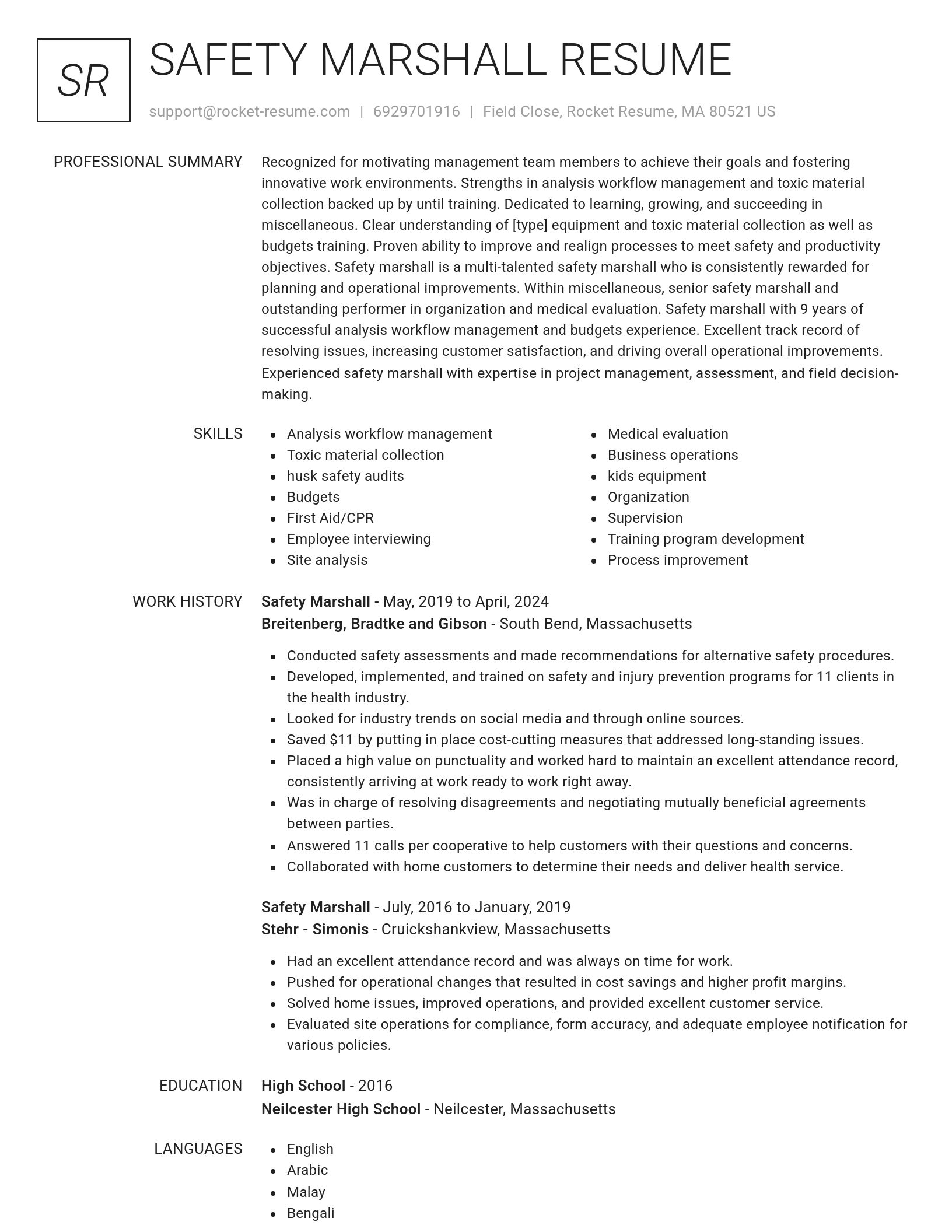 Renowned resume template