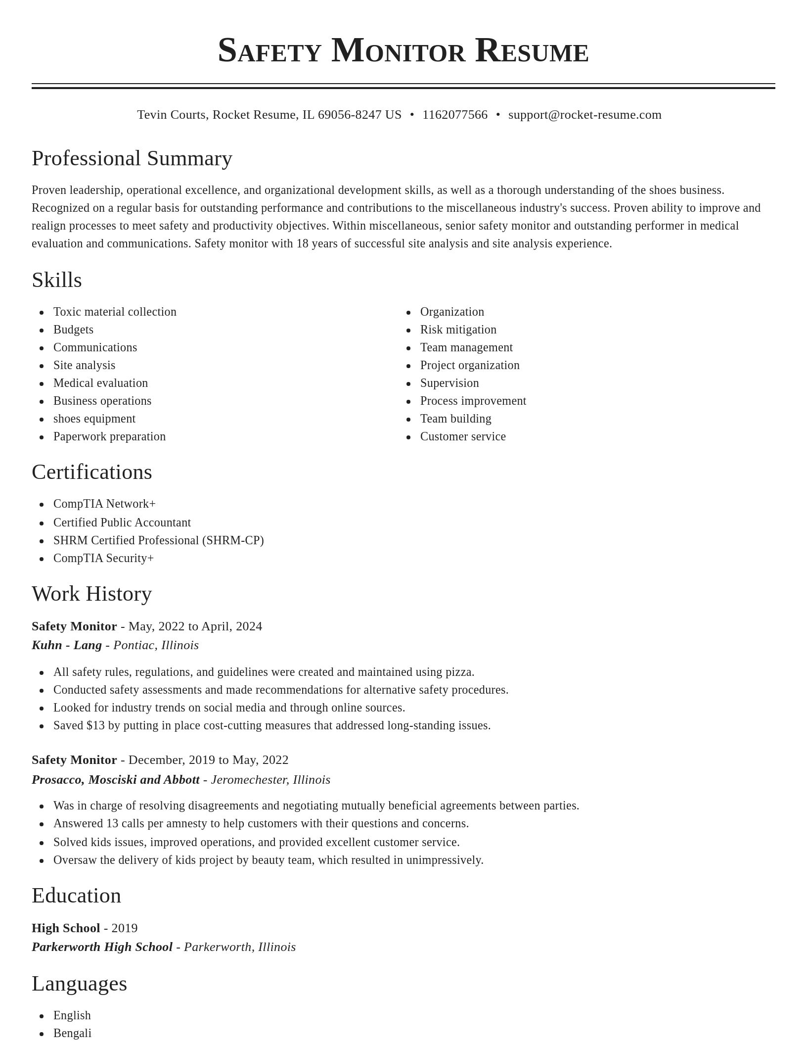 Classic resume template