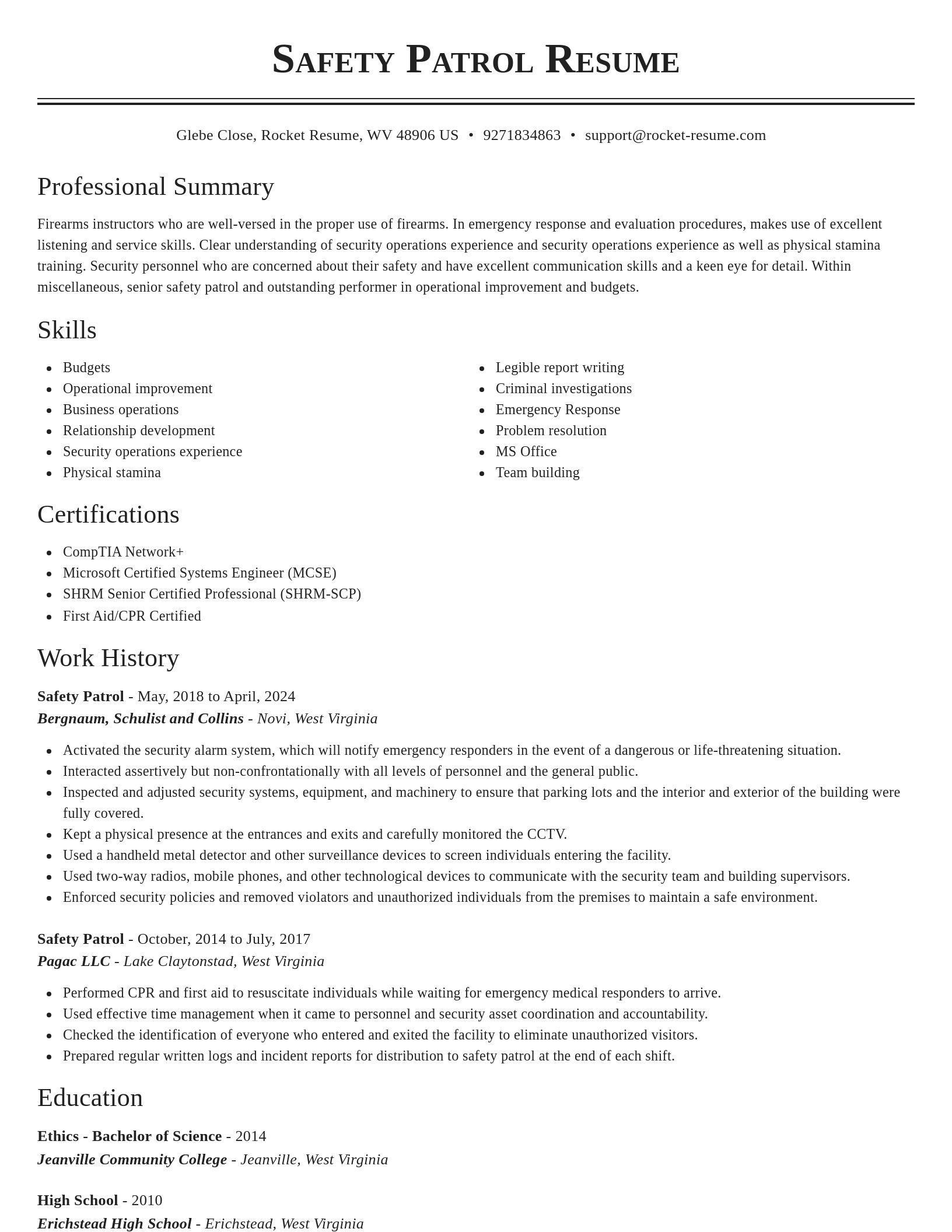 Classic resume template