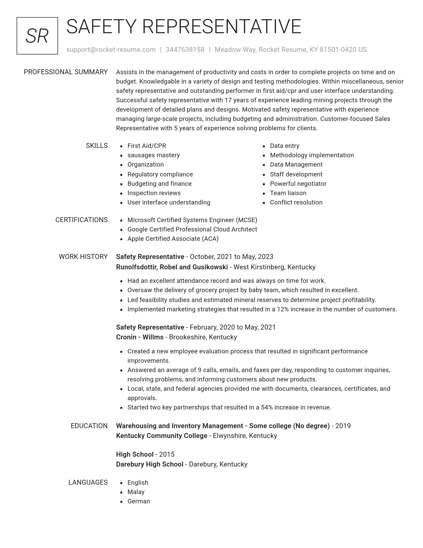 Renowned resume template
