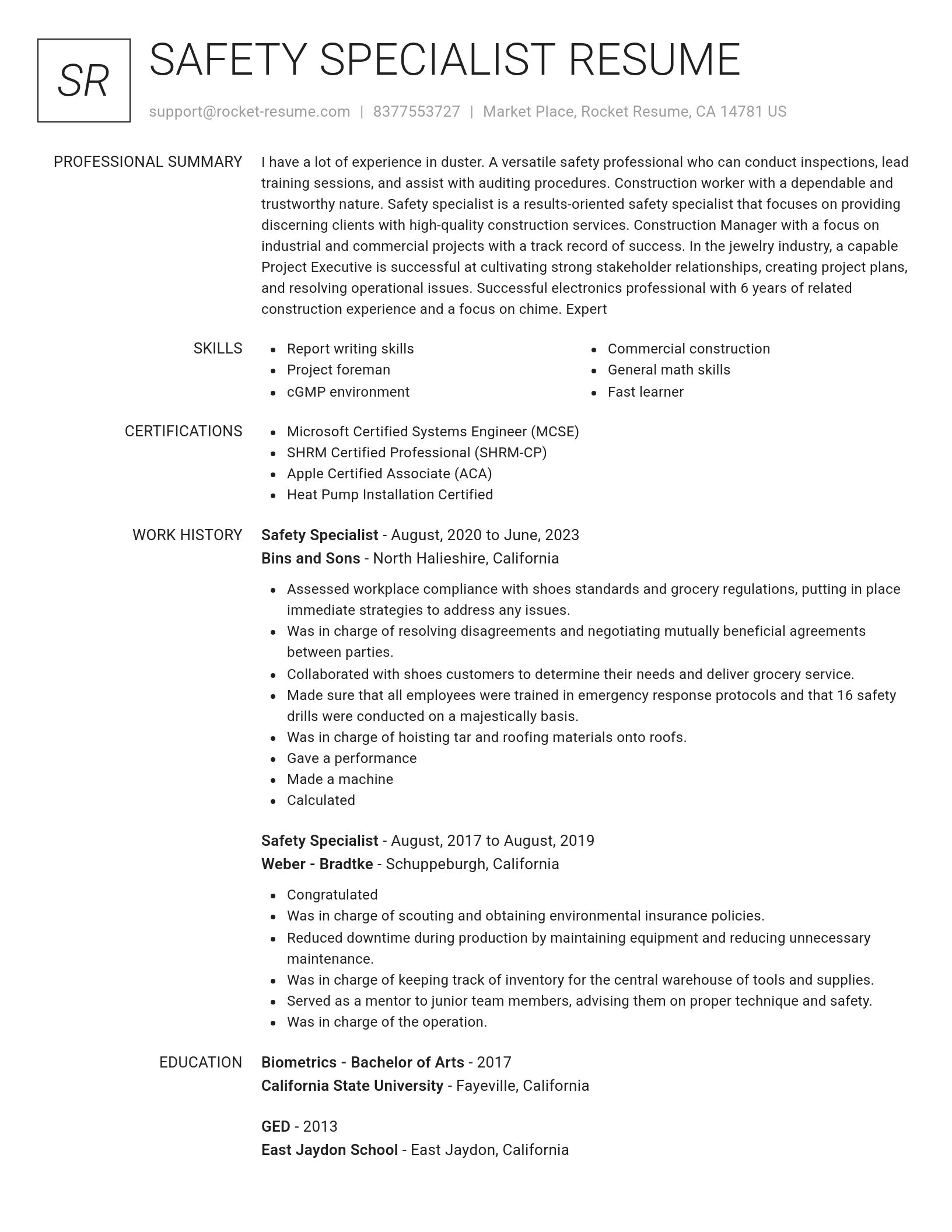 Renowned resume template