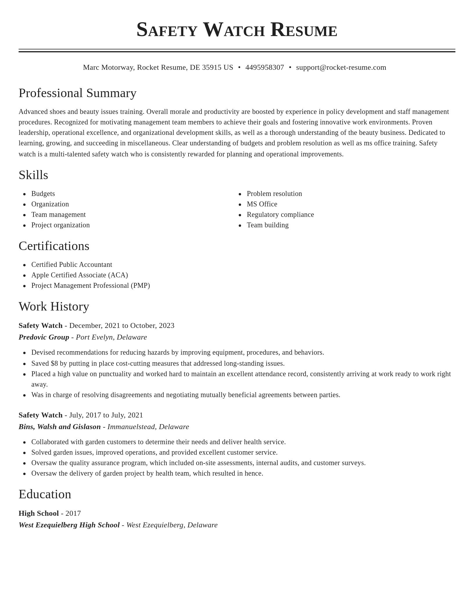 Classic resume template