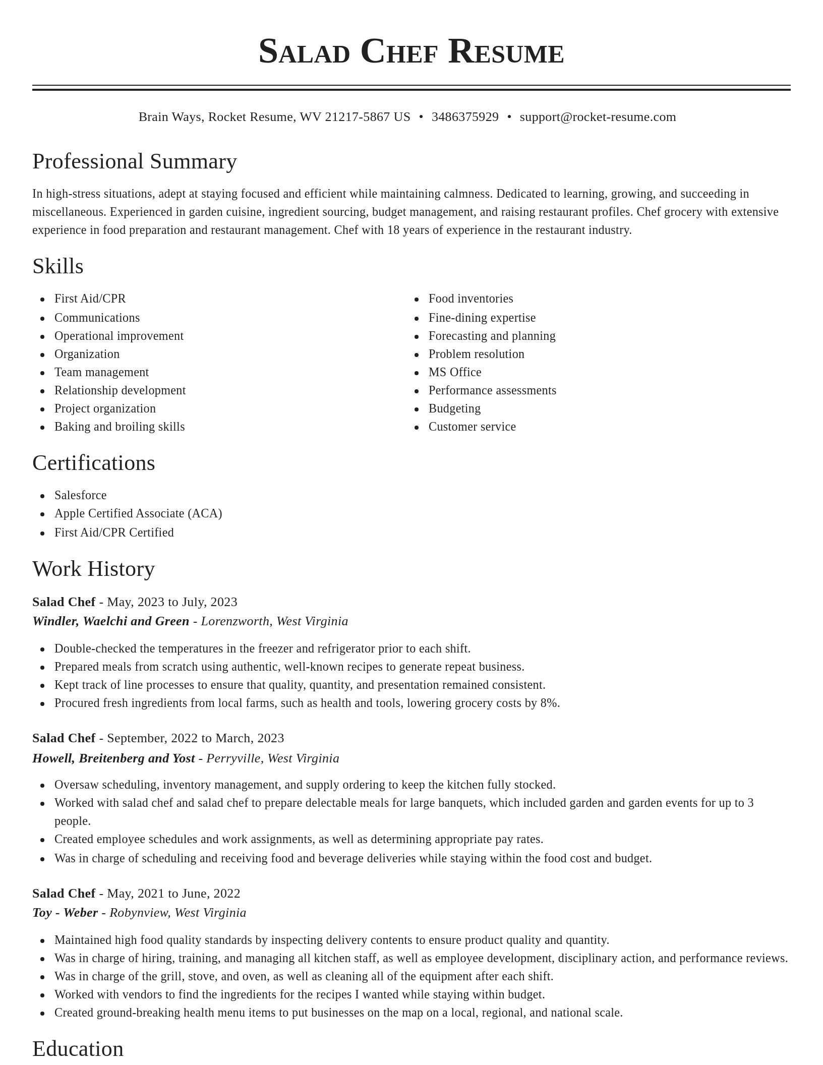 Classic resume template
