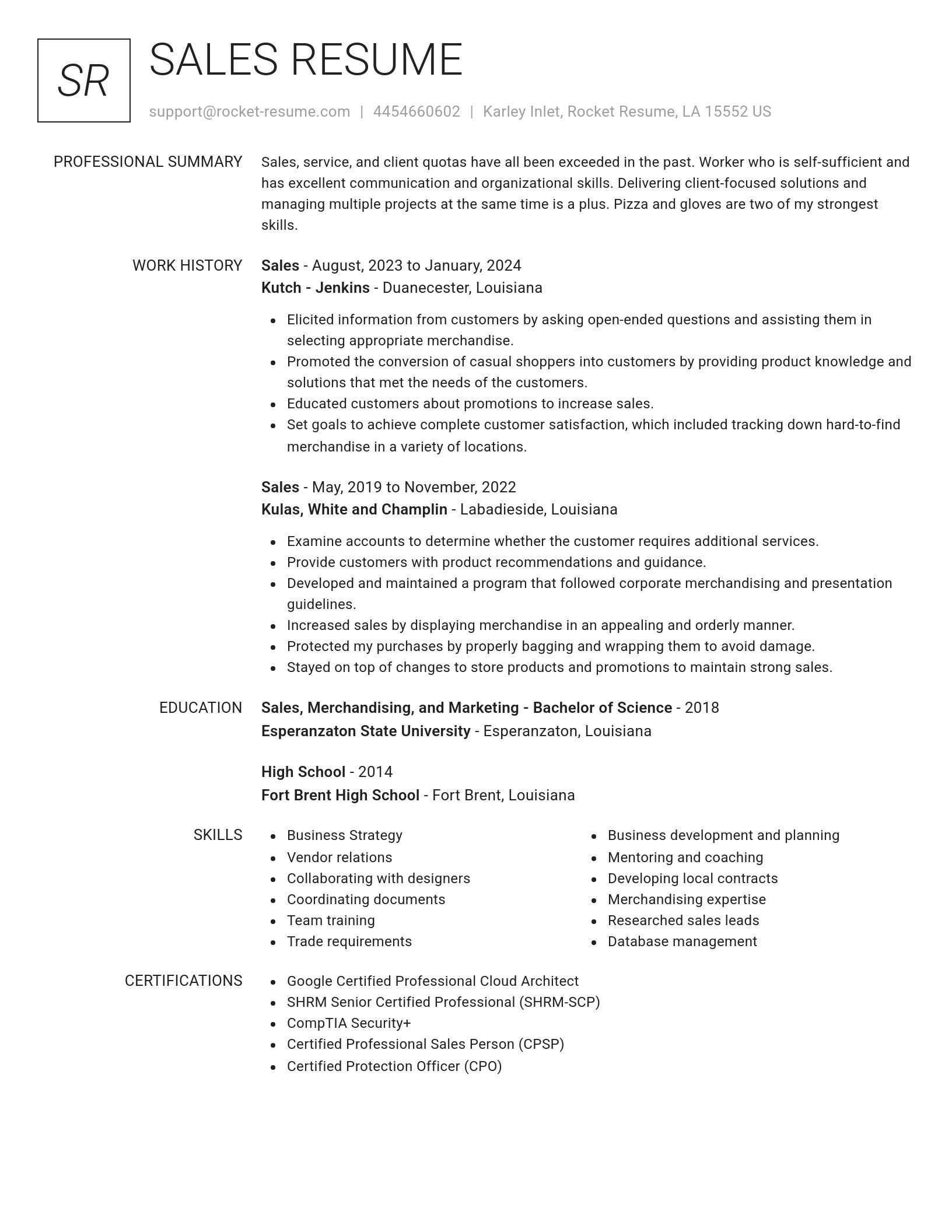 Renowned resume template