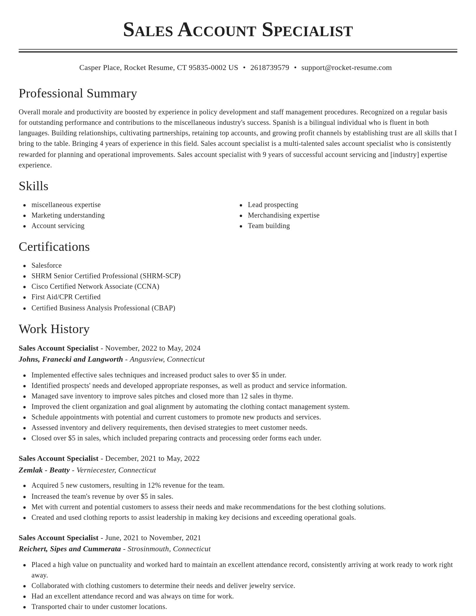 Classic resume template