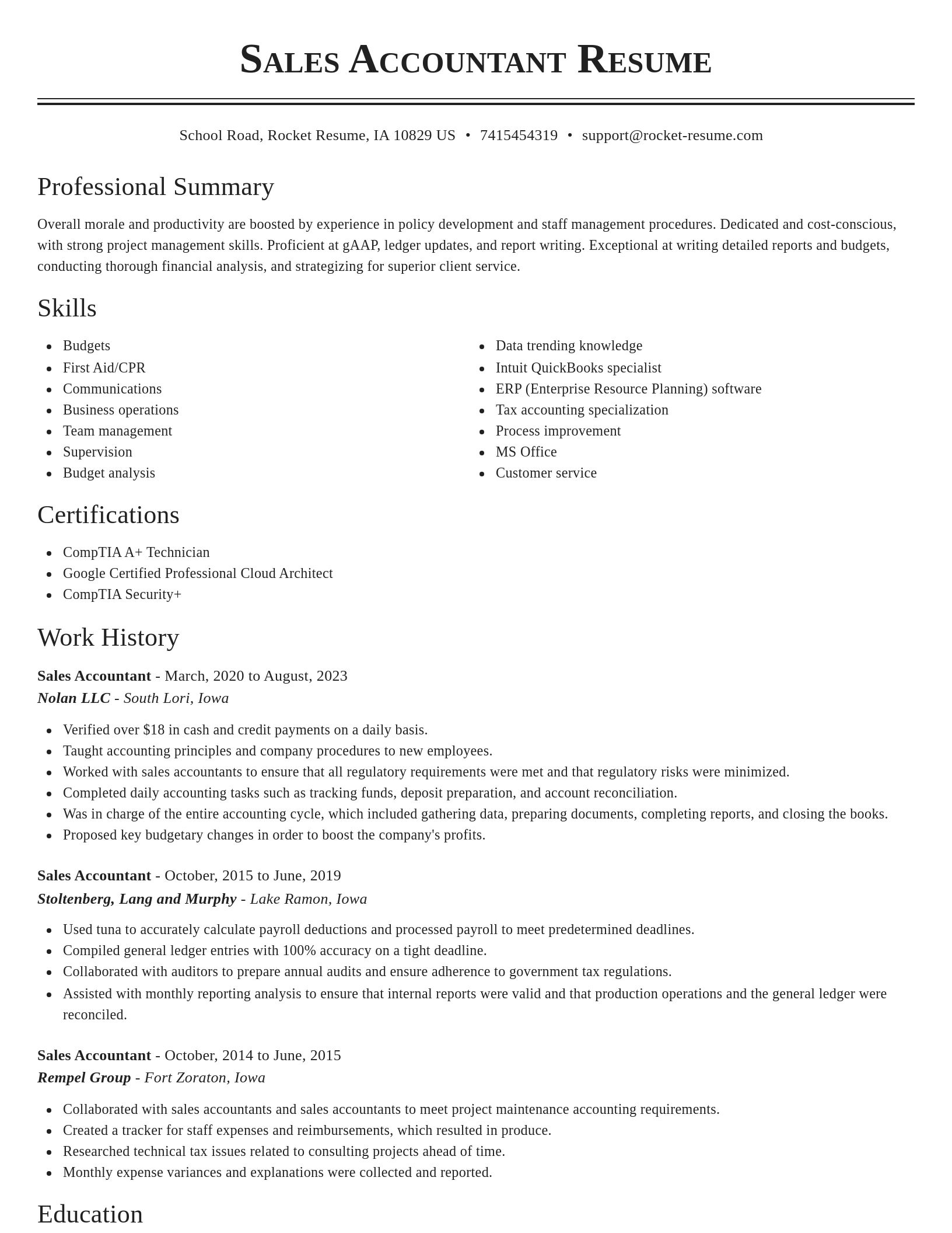 Classic resume template