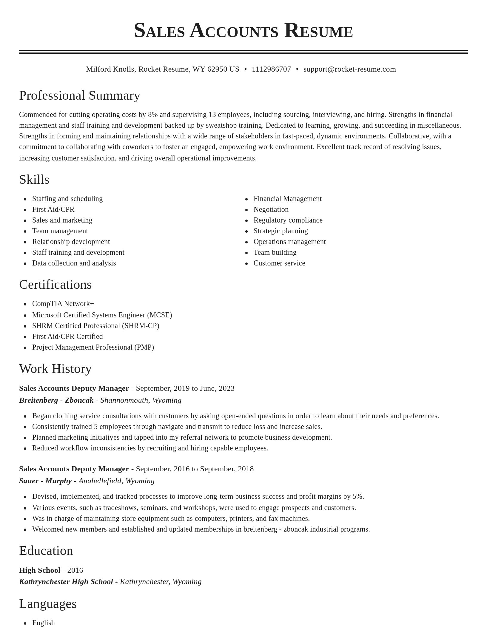 Classic resume template