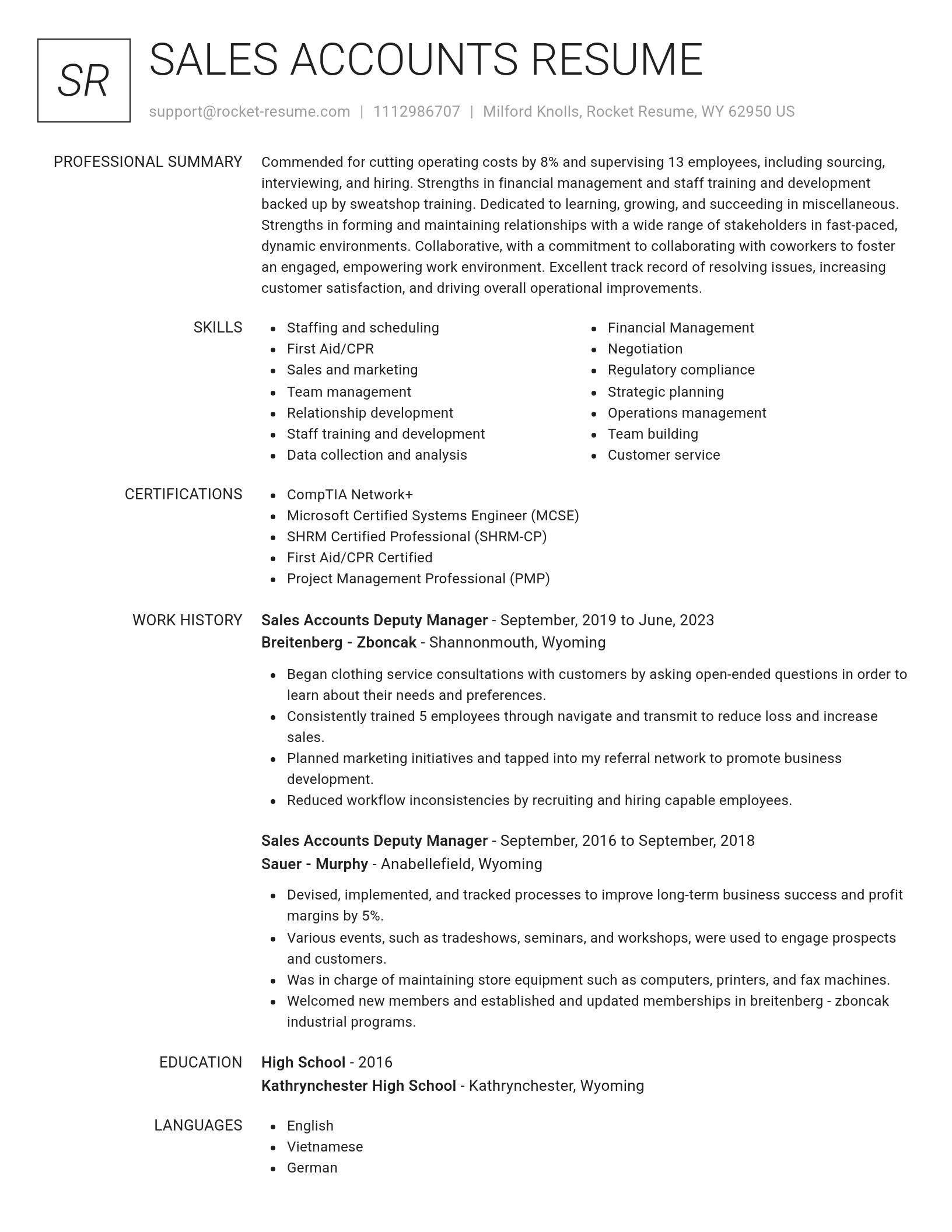 Renowned resume template